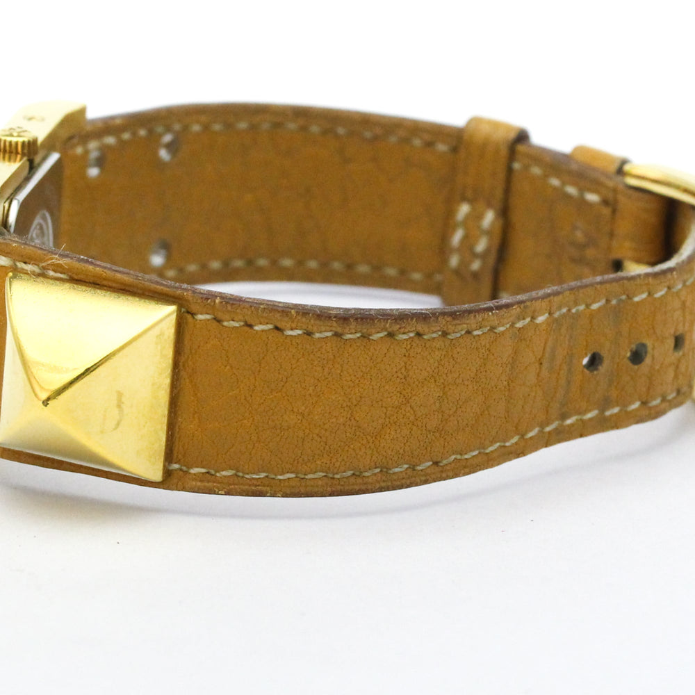HERMES Medor Gold Plated Leather Quartz Ladies Watch ME1.201 — Good