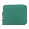 Hermes Hermès Azap Compact Silkin Round Wallet, Leather Evercolor, Women's, Green