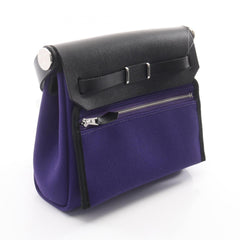 Hermes Herbag Zip Mini Shoulder Bag Handbag Canvas Leather Toile Military Vache Hunter Women's Purple Black — New - Store Return