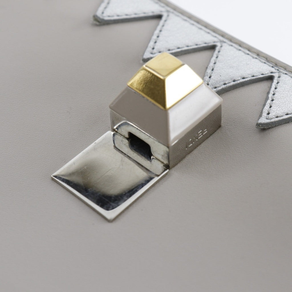 FENDI Canai Shoulder Bag Studs 8M0381-9JU Calf Beige Flap Mini Women's