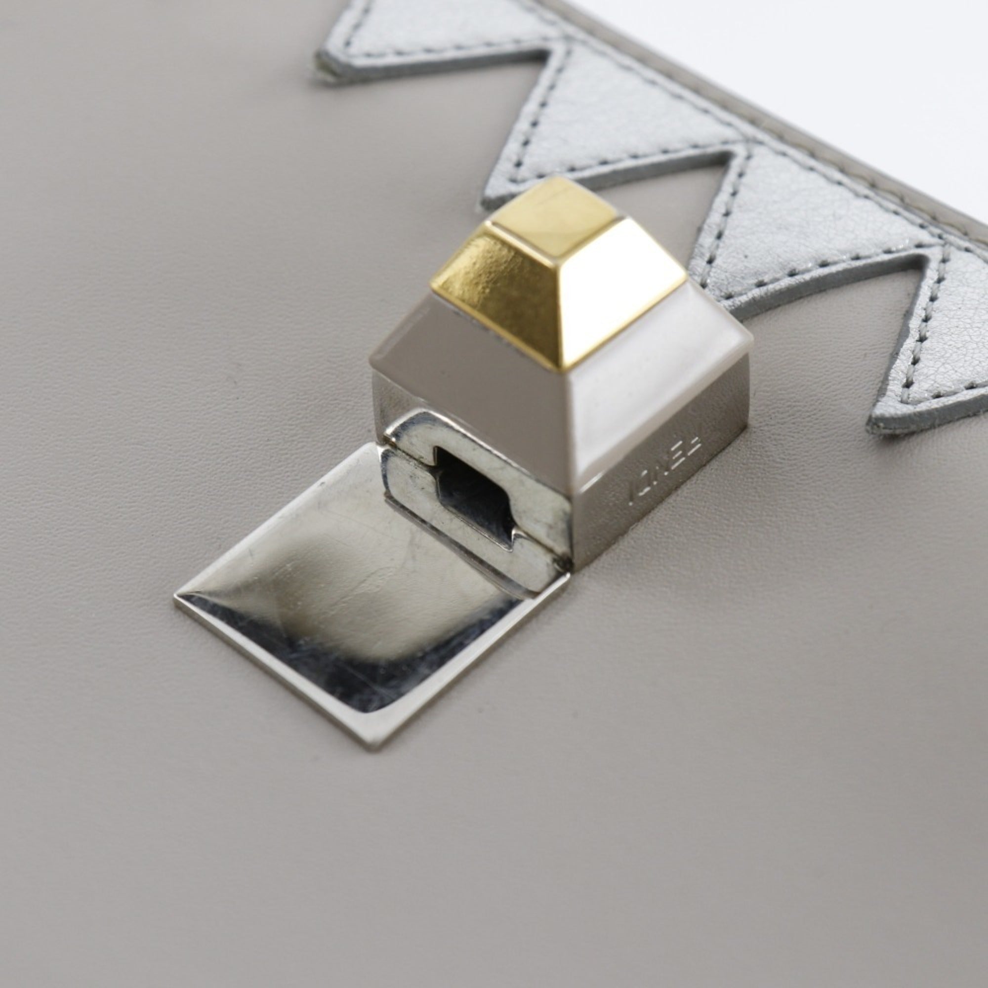 FENDI Canai Shoulder Bag Studs 8M0381-9JU Calf Beige Flap Mini Women's