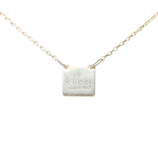 Gucci logo square pendant necklace in SV925 silver for women.