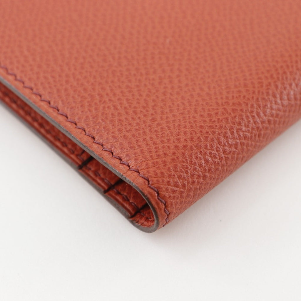 Hermes Hermès Bean Long Wallet, Epsom Leather, 2003, Orange, Women's