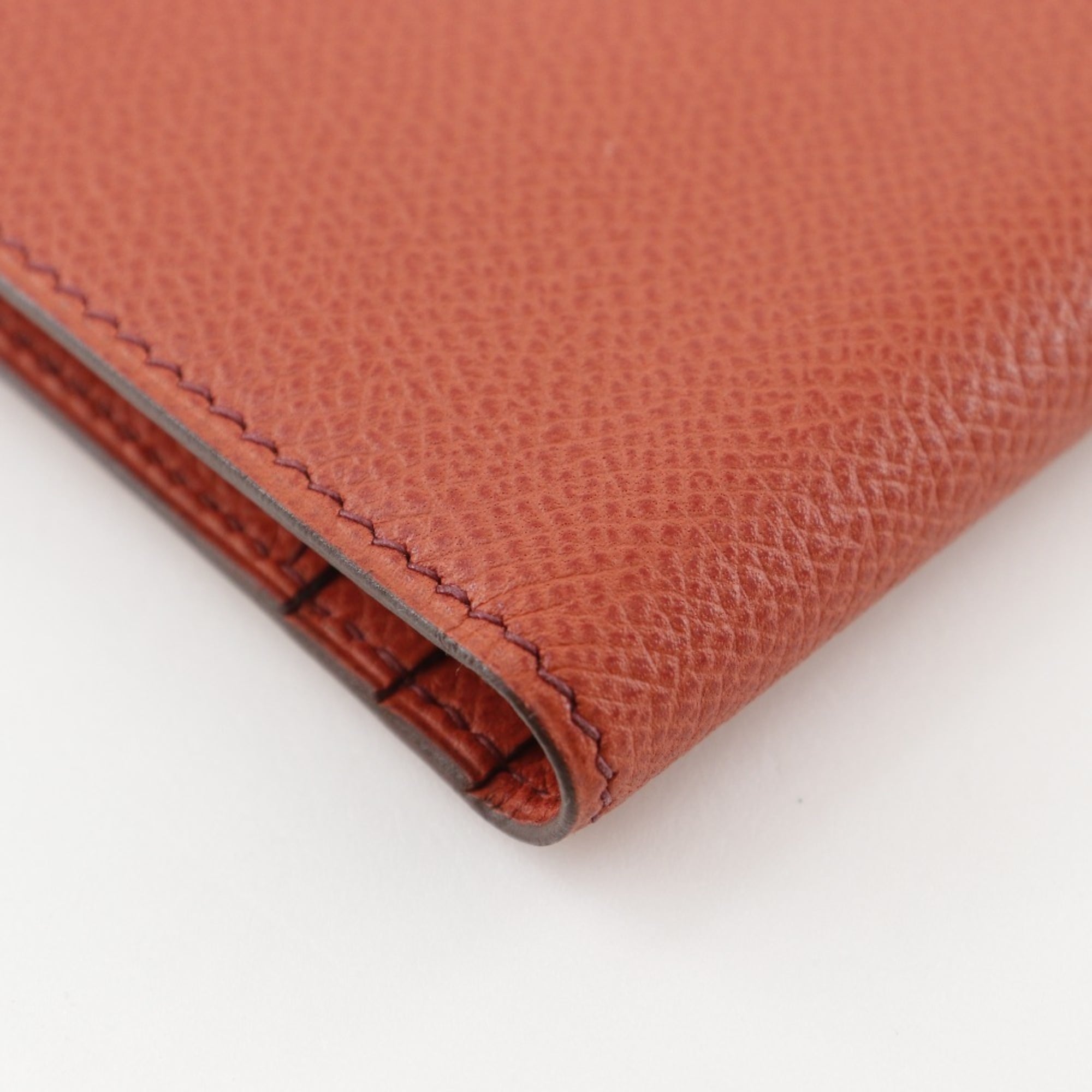 Hermes Hermès Bean Long Wallet, Epsom Leather, 2003, Orange, Women's