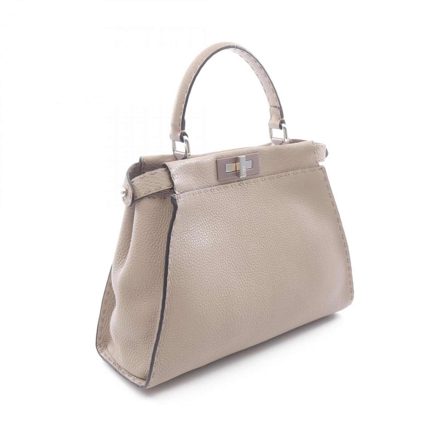 Fendi Peekaboo Regular Handbag, Leather, Women's, Beige, 8BN290