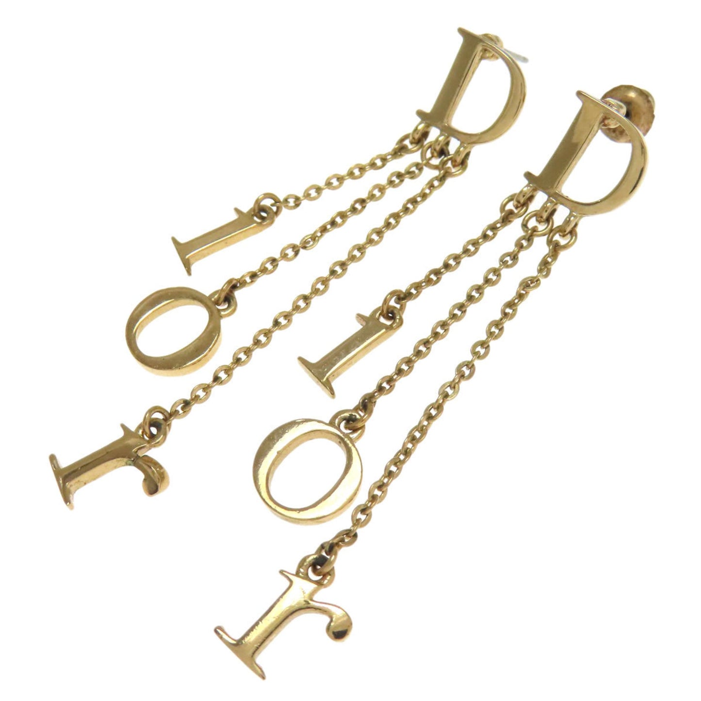 Christian Dior logo chain earrings in metal for women