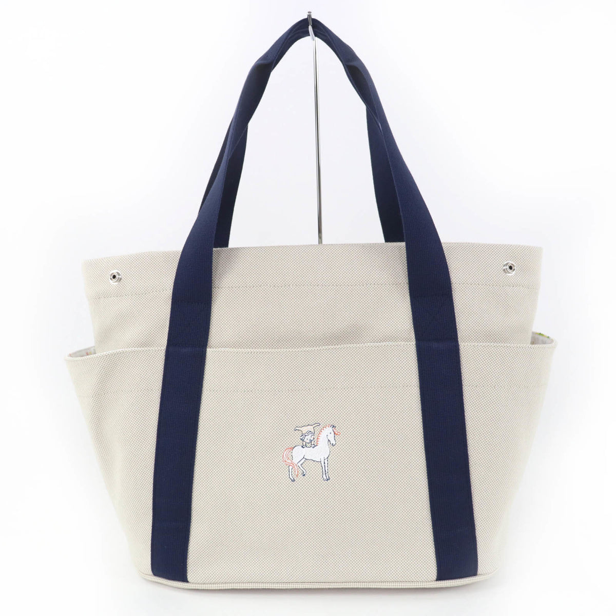 HERMES Cabriole Tote Bag, 100% Cotton, Gris Perle, Made in France, Women's — Like New