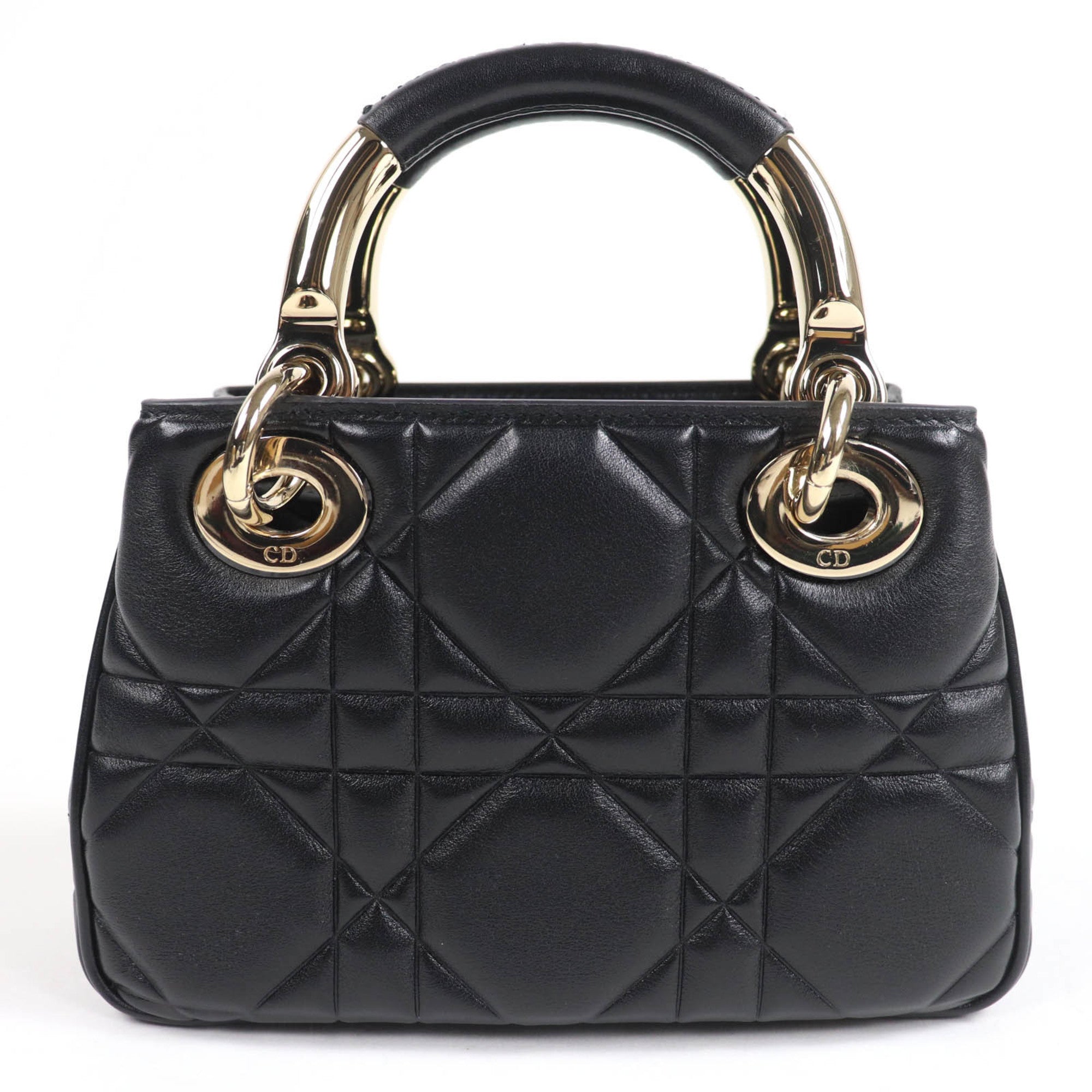 Christian Dior Cannage Lady 95.22 Mini Lambskin 2-Way Handbag/Shoulder Bag, Black, Gold Hardware, Dust Bag Included, Made in Italy — Like New