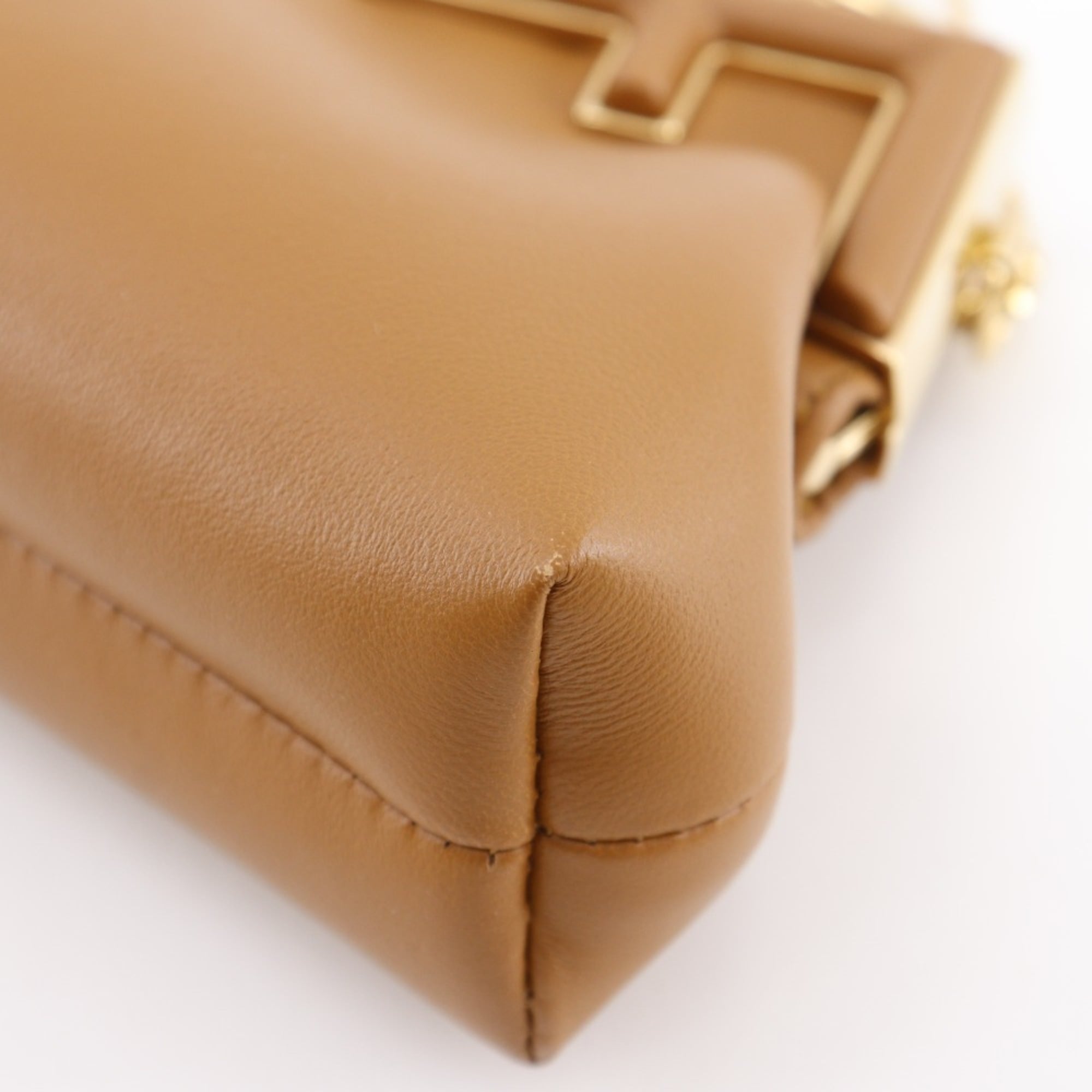 FENDI Nano First Shoulder Bag with Charm and Chain Pouch (7AS051) - Made in Italy, Leather, Clasp Purse, Women's