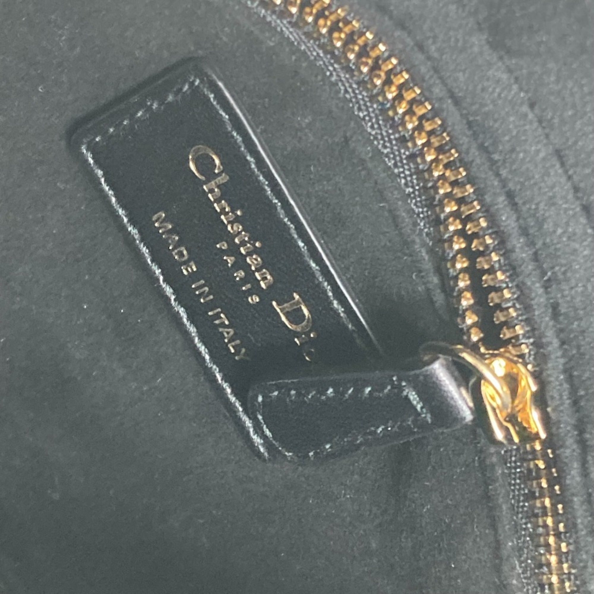 Christian Dior Dior Lady Chain Cannage Rhinestone Shoulder Bag Handbag Velour Leather Women's Black — New - Store Return