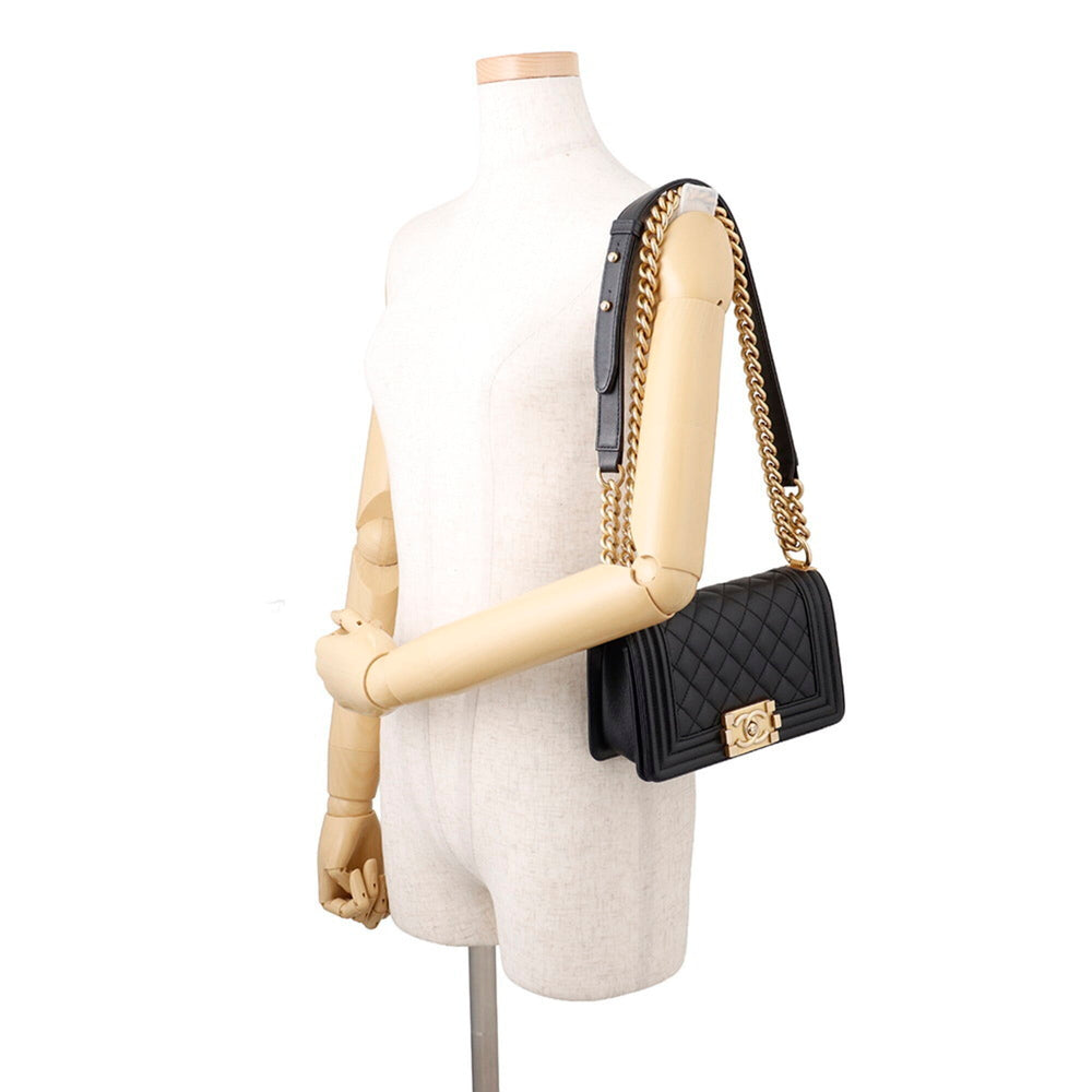 Chanel Chain Shoulder Bag Boy Small Matelassé Coco Mark A67085 BOY CHANEL Handbag Black Women's — Like New