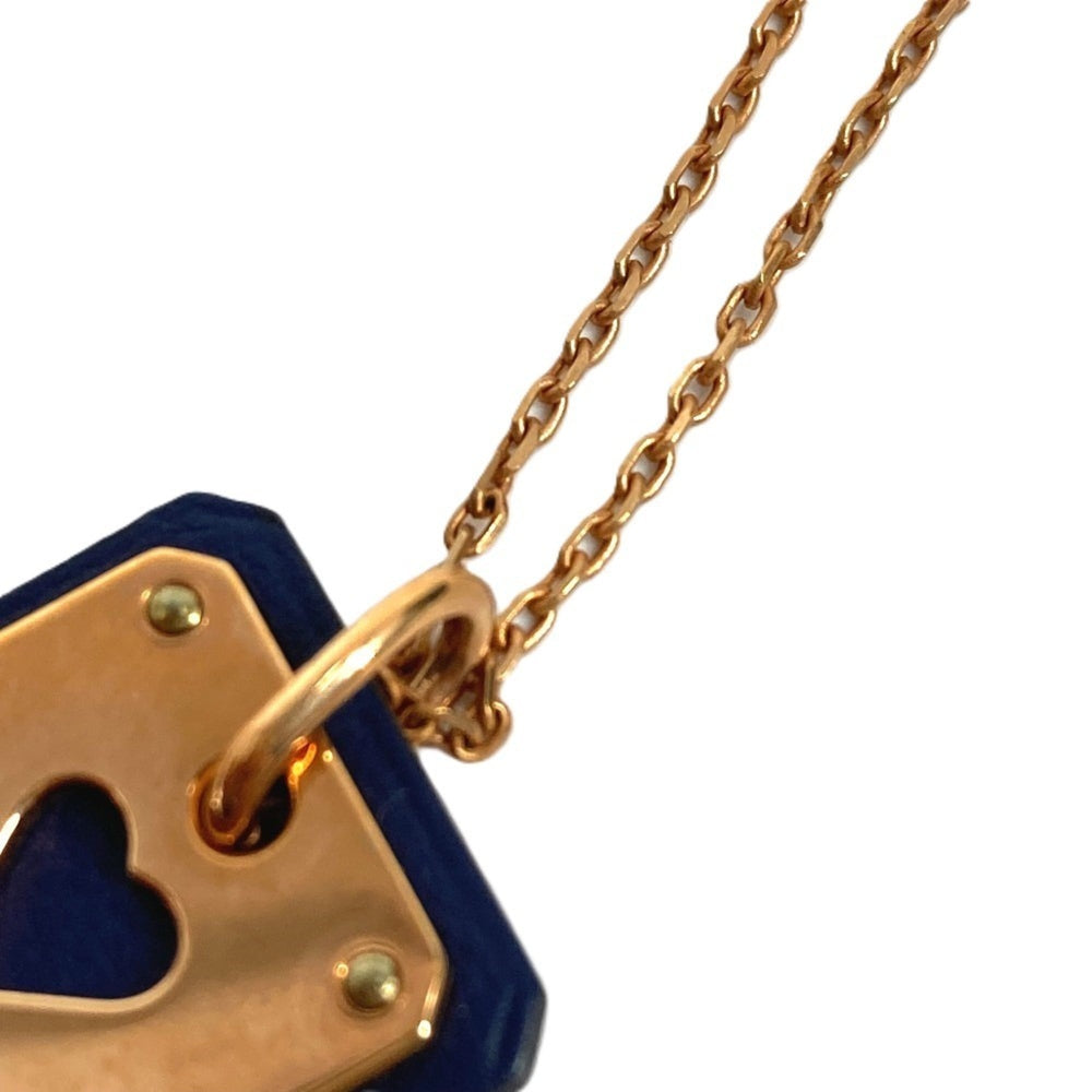 HERMES Heart Chain As de Coeur PM Pendant Necklace, Leather, Metal, Women's, Black — Like New