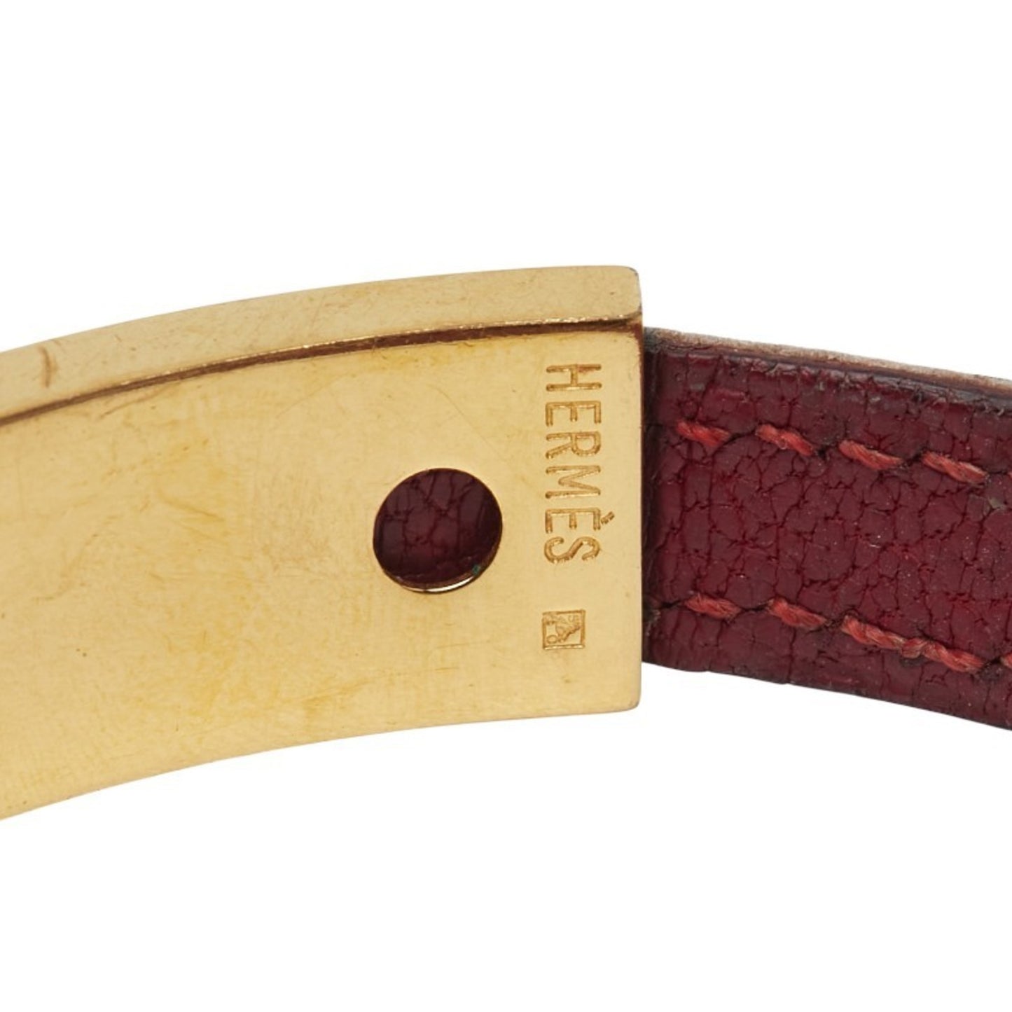 Hermes Puspus Bangle Red Leather Women's HERMES