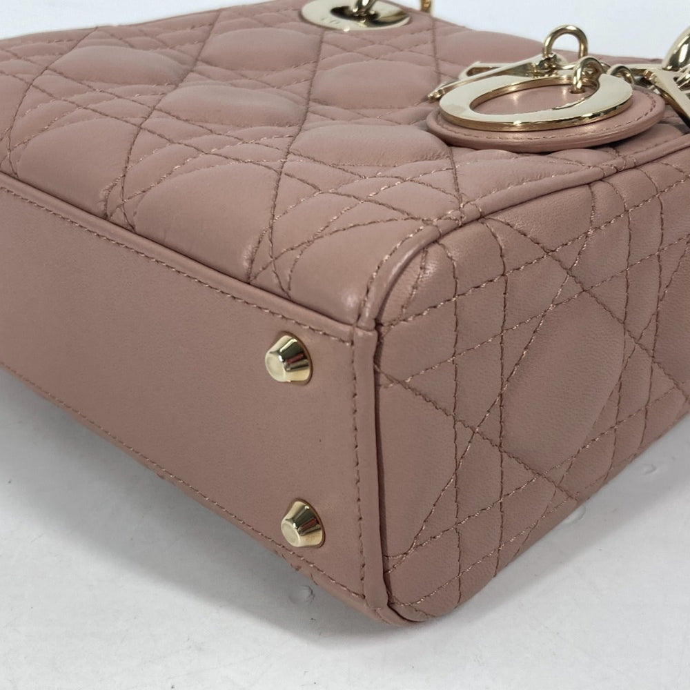 CHRISTIAN DIOR M0505ONGE_M50P Lady CHRISTIAN DIOR Cannage Chain Shoulder Bag Crossbody Bag Hand Bag Pink BeigeBased — Like New