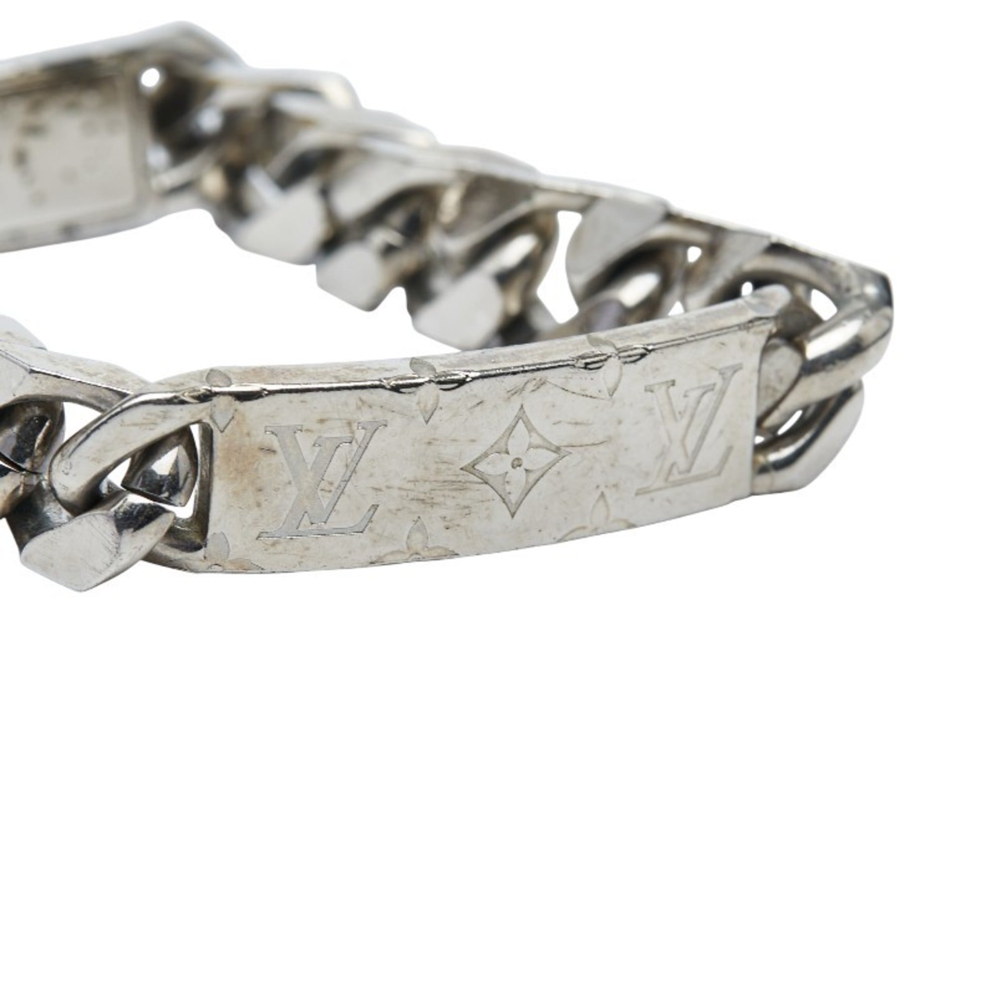 Louis Vuitton LV Signature Chain Bracelet M62486 Silver Metal Men's LOUIS VUITTON
