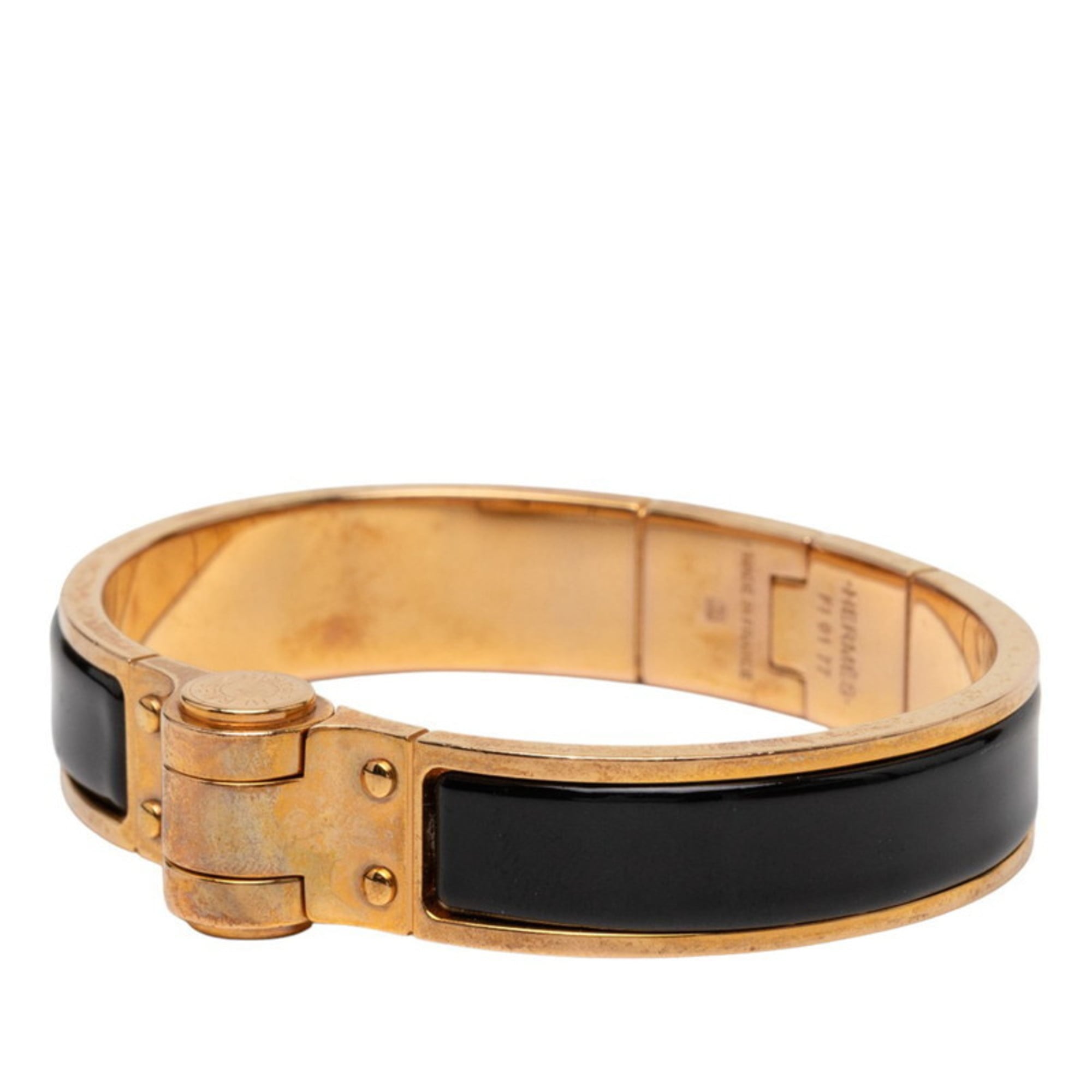 Hermès Charnière PM Bangle, Gold and Black Plated, Women's, HERMES