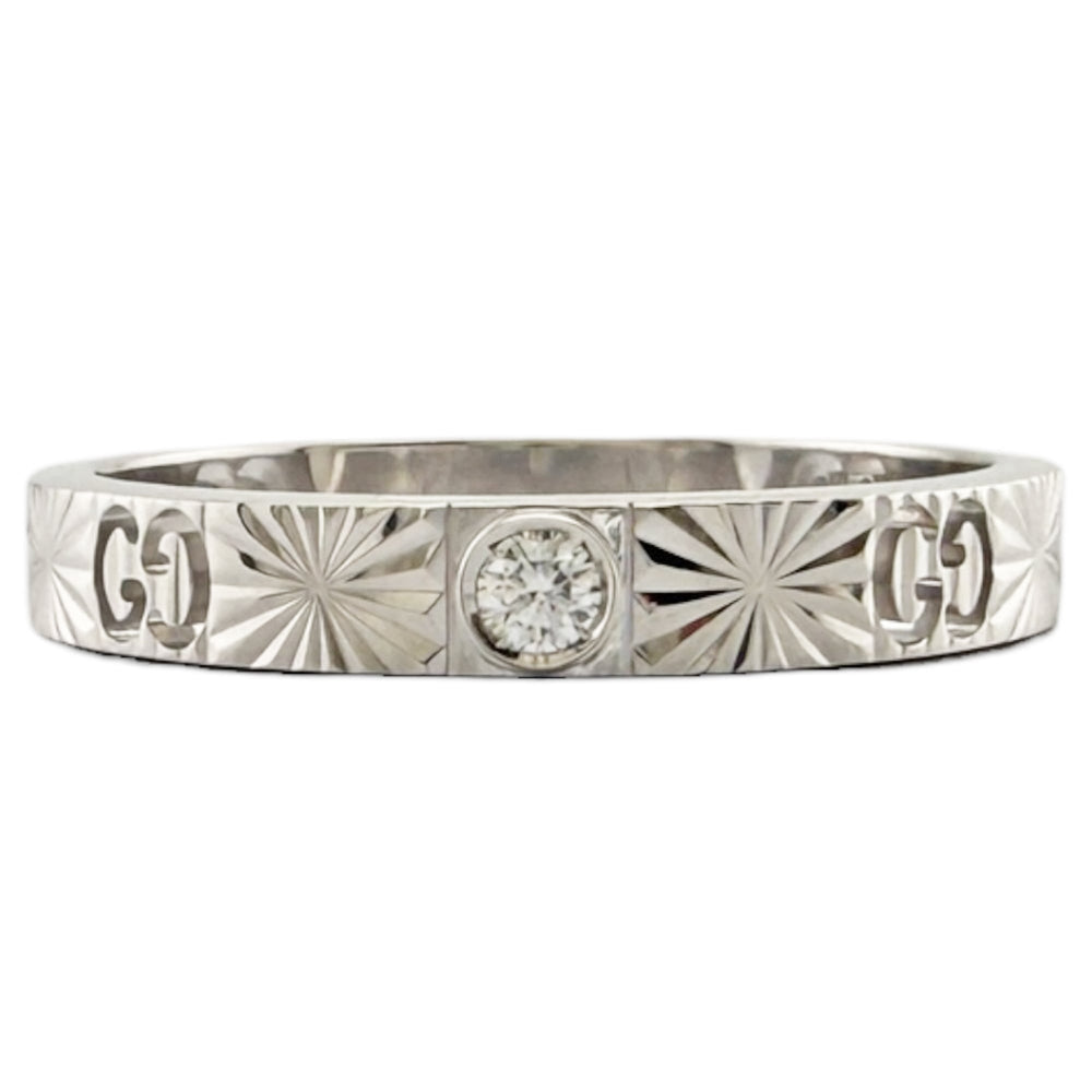 Gucci Icon Heart Ring, 18K White Gold, Diamond, Women's — Like New