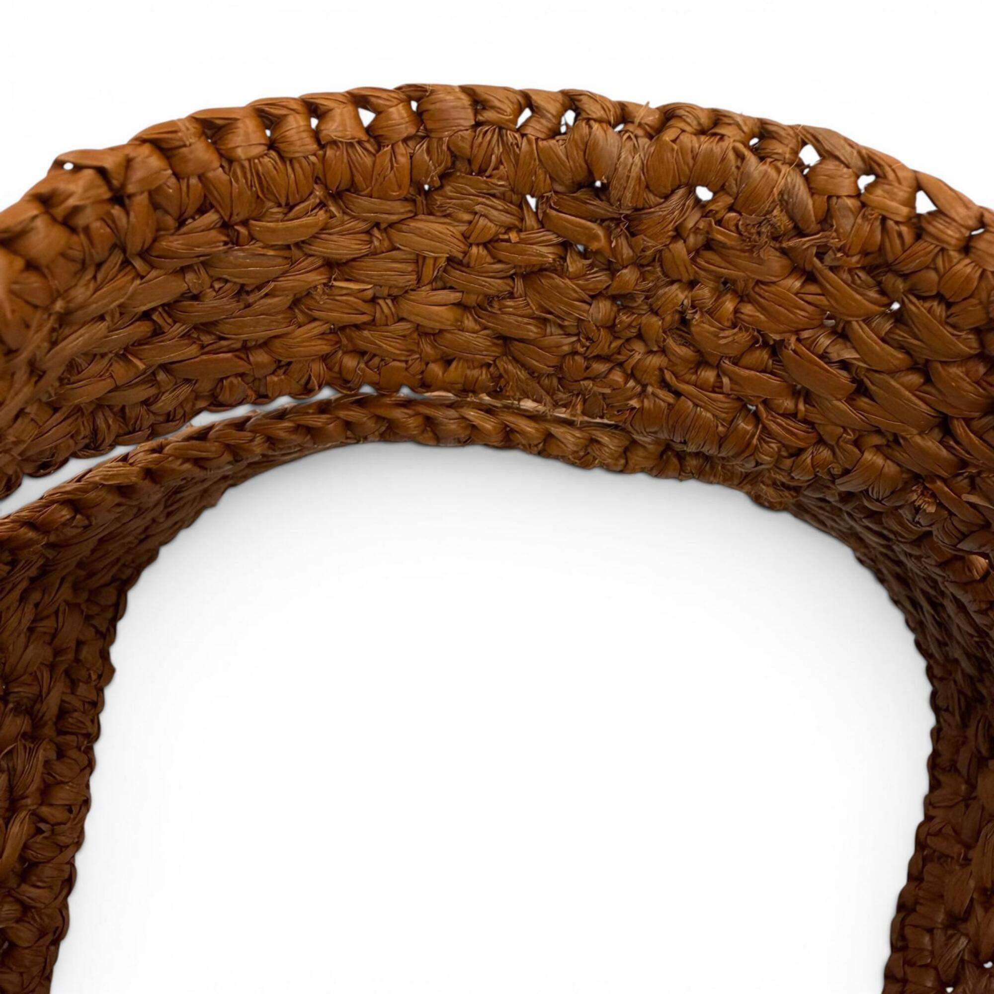 LOEWE A685B59X01 Font Tote Small Raffia Honey Gold Leather Trim 2-Way Shoulder Bag/Handbag for Women, with Dust Bag — Like New