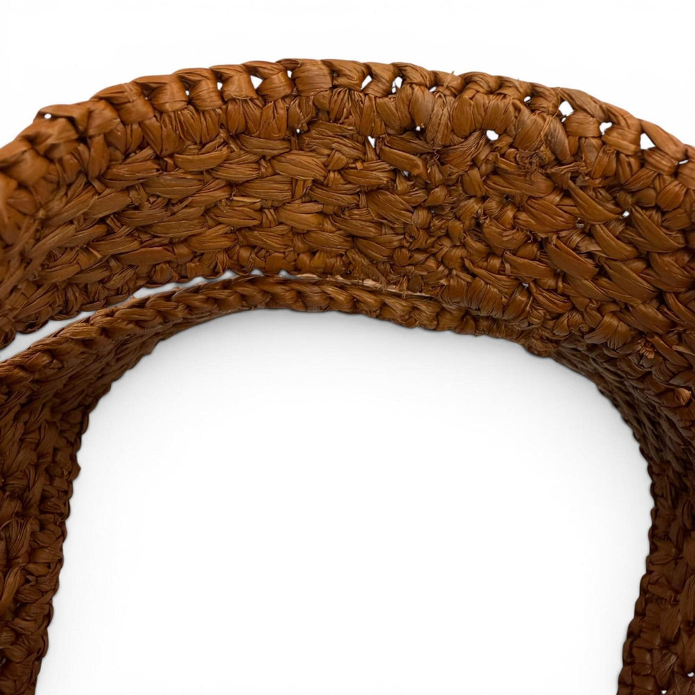 LOEWE A685B59X01 Font Tote Small Raffia Honey Gold Leather Trim 2-Way Shoulder Bag/Handbag for Women, with Dust Bag — Like New