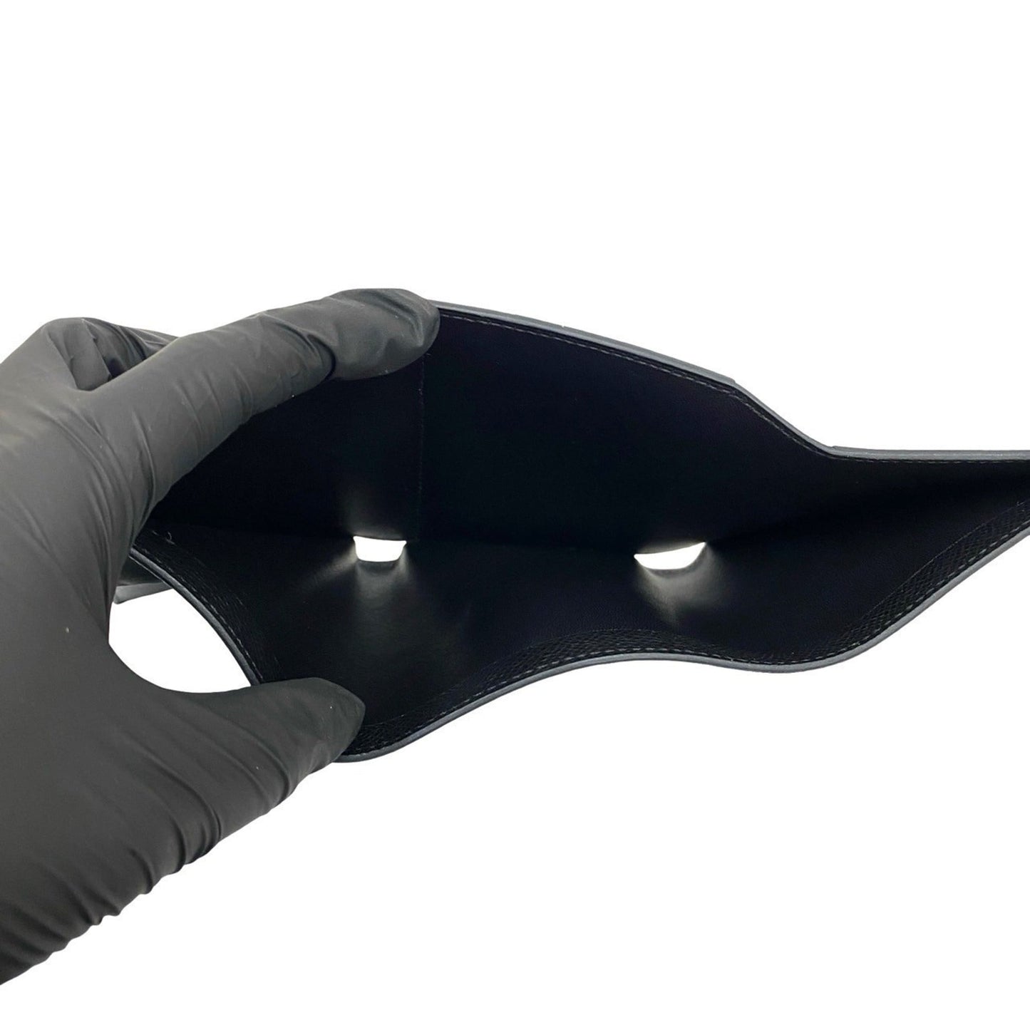 W-stamped HERMES Bearn Combination Epsom Leather Tri-fold Wallet, Black, 97610