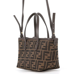 Fendi Roll FF Jacquard Mini Canvas Leather Handbag 8BS096 2-way Shoulder Bag FENDI — Like New