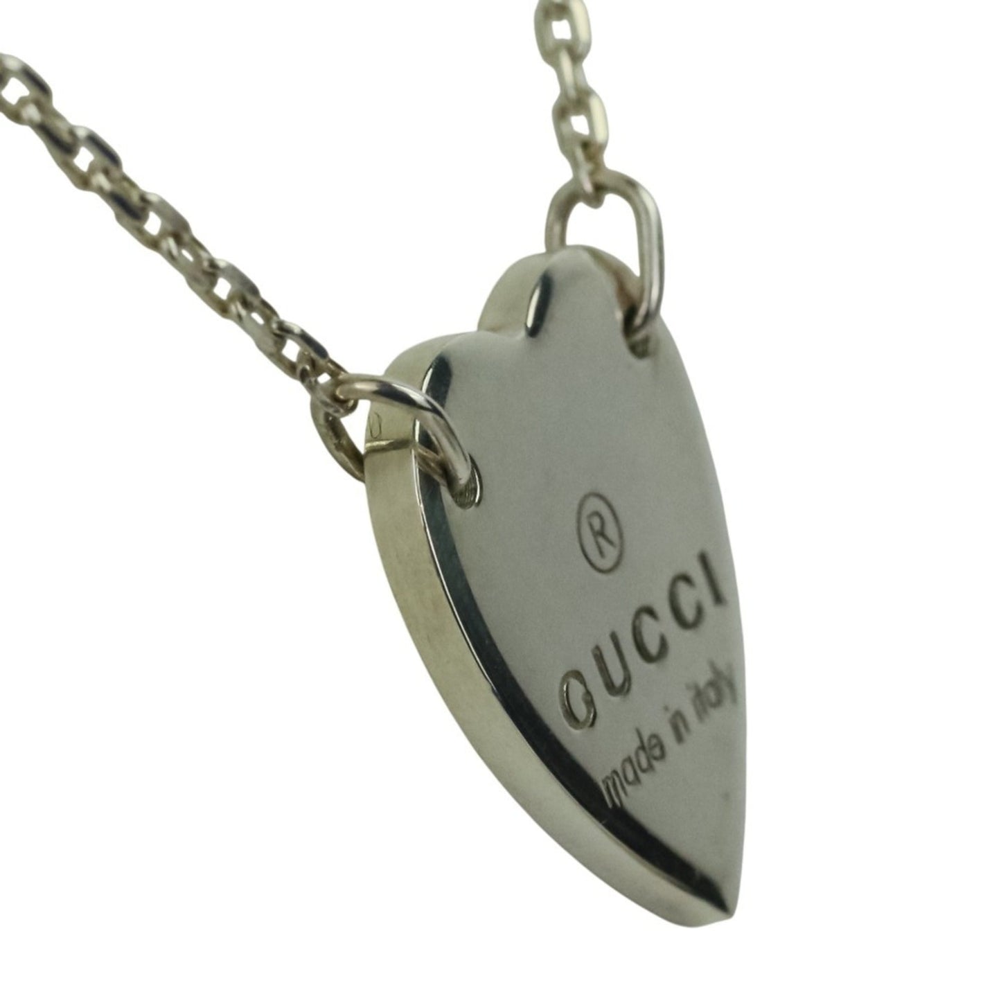 GUCCI Silver 925 Heart Motif Chain Necklace (Ag925) for Women