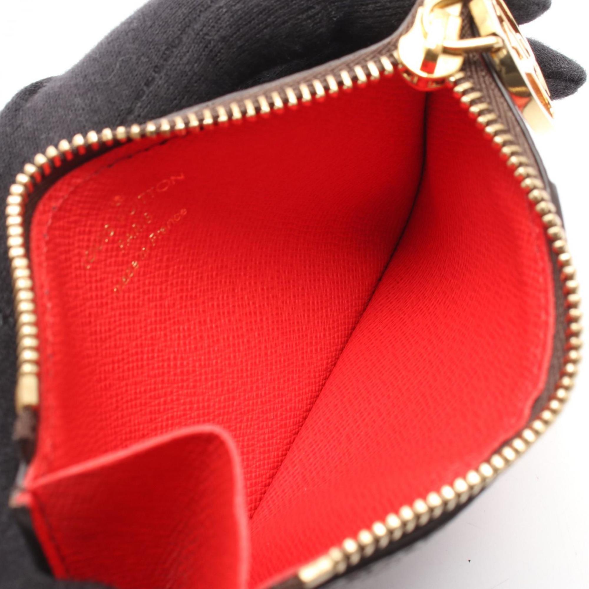 Louis Vuitton Porte Carte Romy Wallet with Coin Purse, Leather and PVC, Monogram, Women's, Brown/Red, M81881