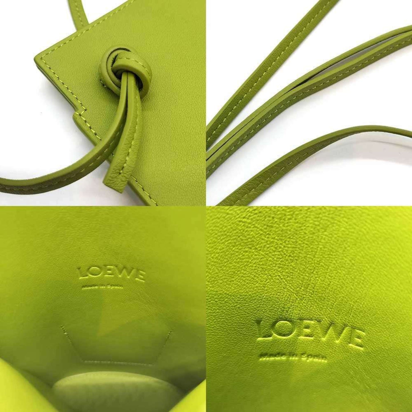 LOEWE Dice Pocket Shoulder Bag in Green Leather. Also suitable as a smartphone shoulder bag.
