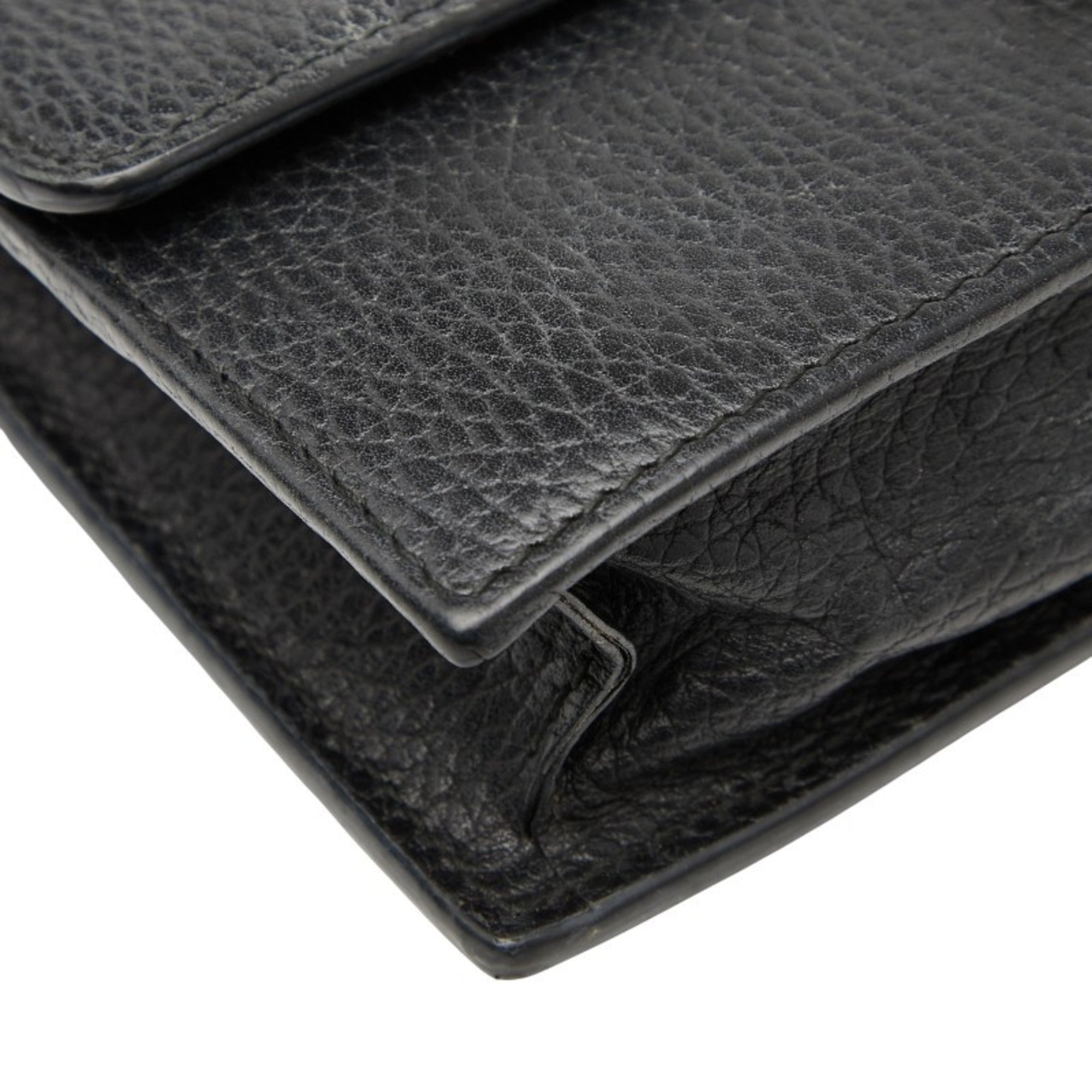 Gucci Interlocking G Long Wallet Chain Bag 510314 Black Gold Leather Women's GUCCI