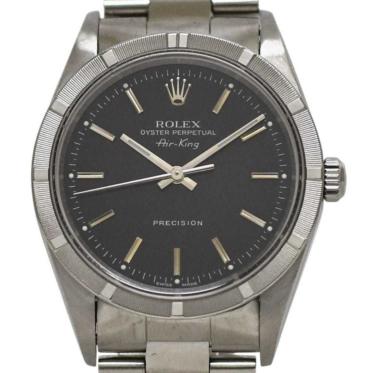 Rolex Air-King Black Silver 14010 Watch - Overhauled, Polished, Stainless Steel, Automatic, P-series, Men's, Dial — Very Good
