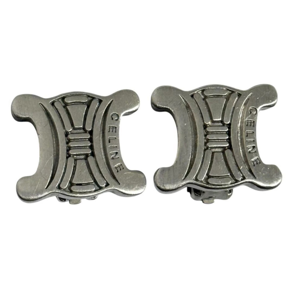 Celine Macadam Clip Earrings for Men and Women, Silver