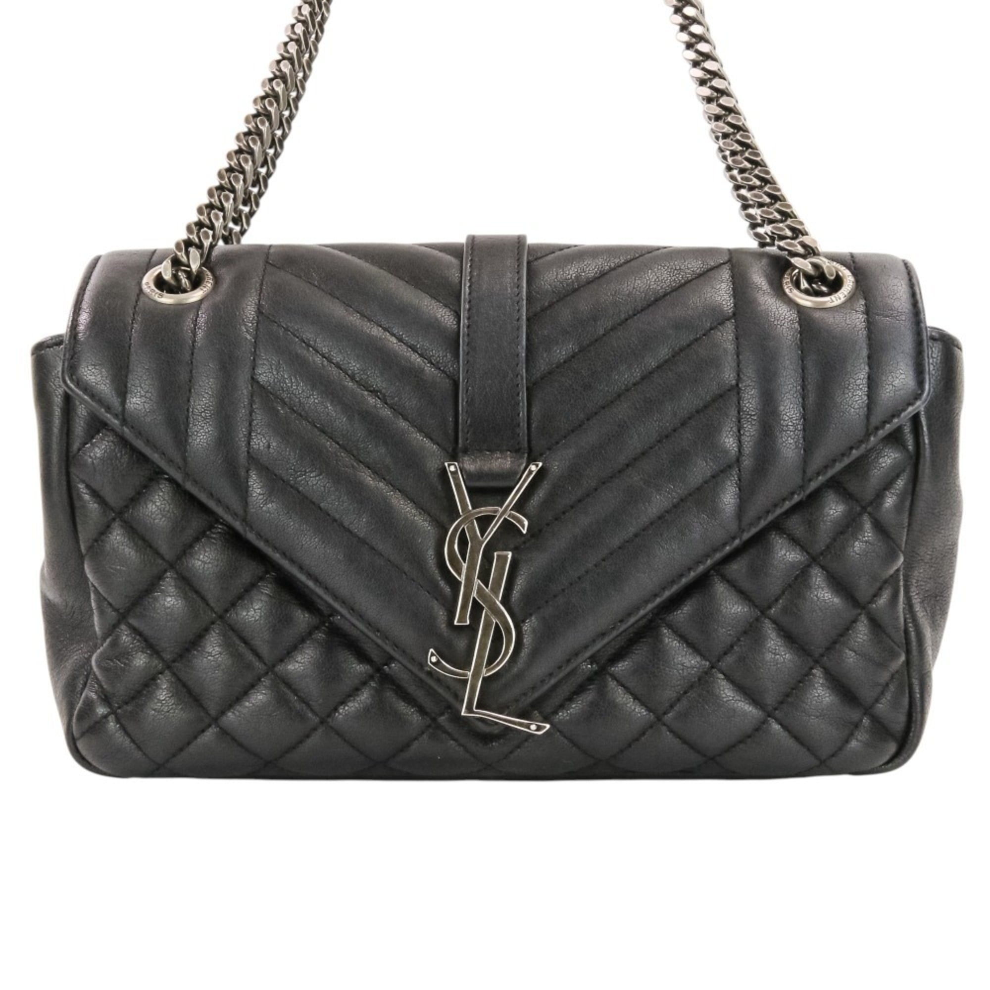 Yves Saint Laurent SAINT LAURENT PARIS Classic Small Satchel Leather Shoulder Bag 428125 Black Women's — Like New