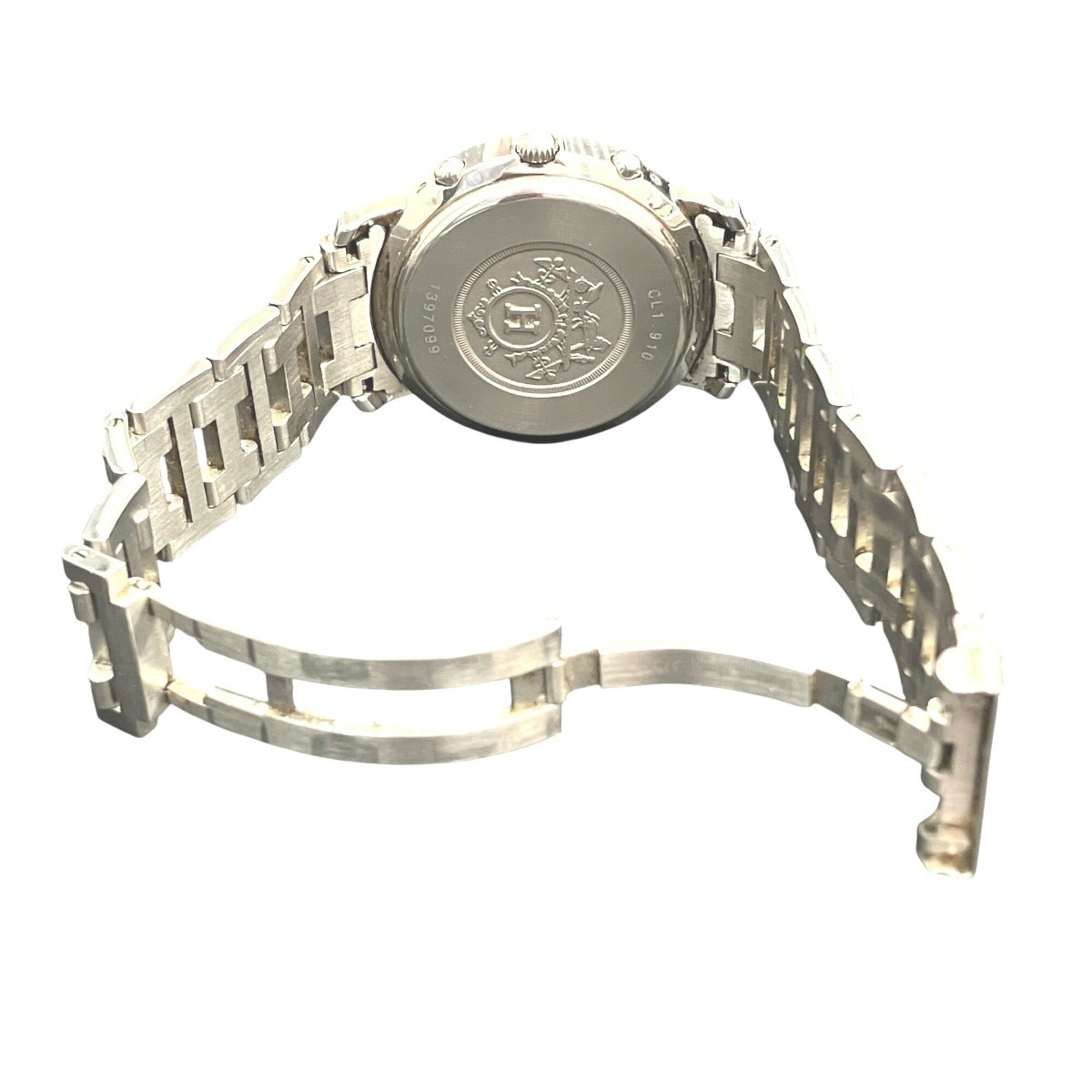 Hermes Clipper watch, total weight 102.4g, stainless steel, quartz movement, navy dial, CL1.910 — Good