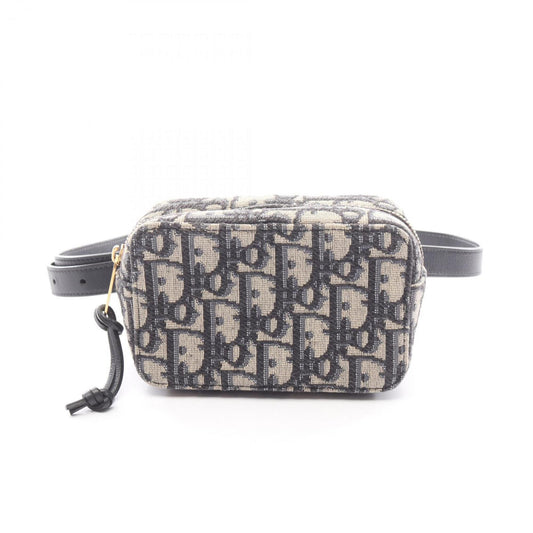Christian Dior Dior Mini Oblique Jacquard Waist Bag, Body Canvas and Leather, Women's, Beige Navy, S5446CTZQ