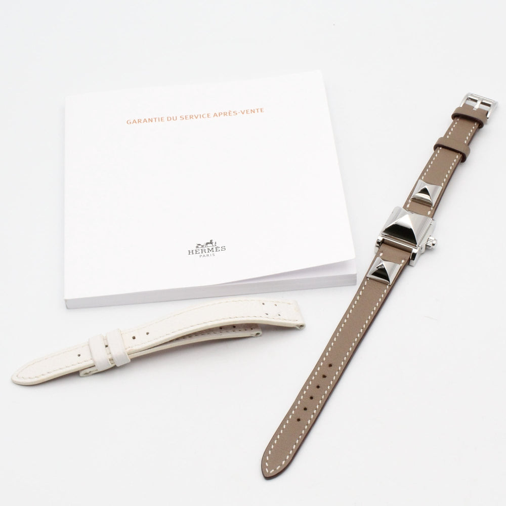Hermes Mini Medor Watch, Stainless Steel, Leather Strap, Women's, Silver Tone, ME2.110 — Very Good