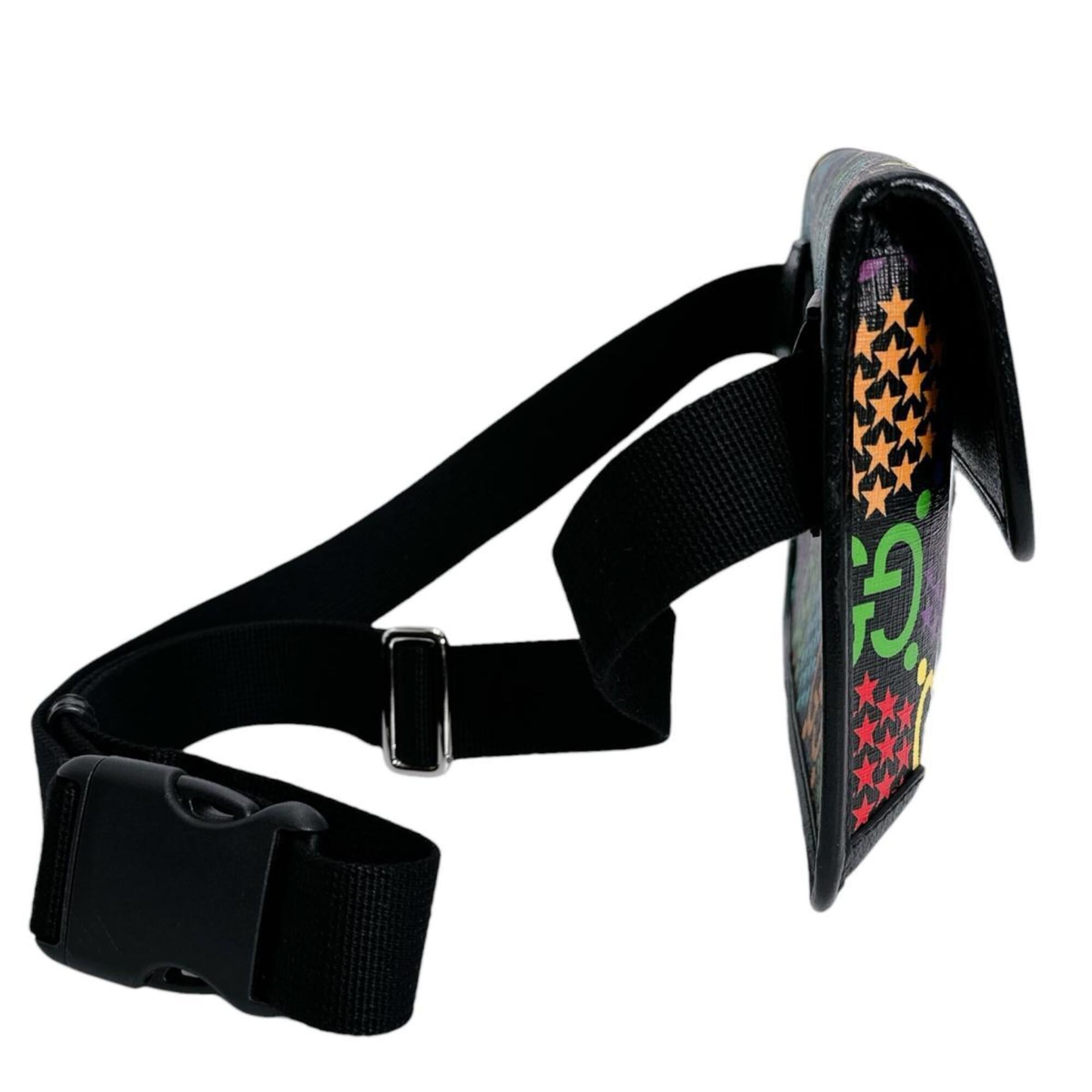 Gucci GUCCI Waist Bag Body GG Psychedelic Leather 598113 Black x Multicolor — Like New