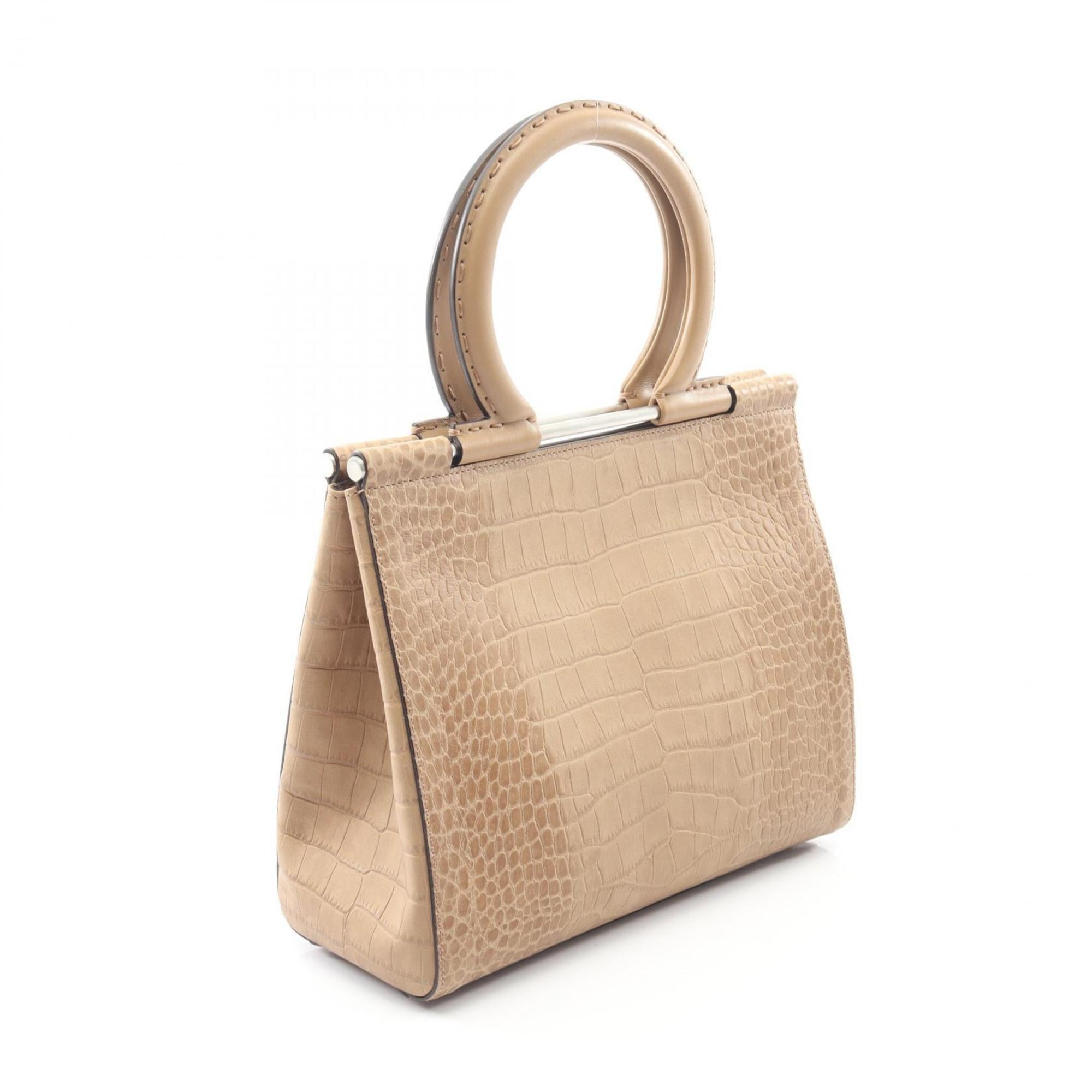 Salvatore Ferragamo Gancini handbag, leather, women's, beige, 21 3761