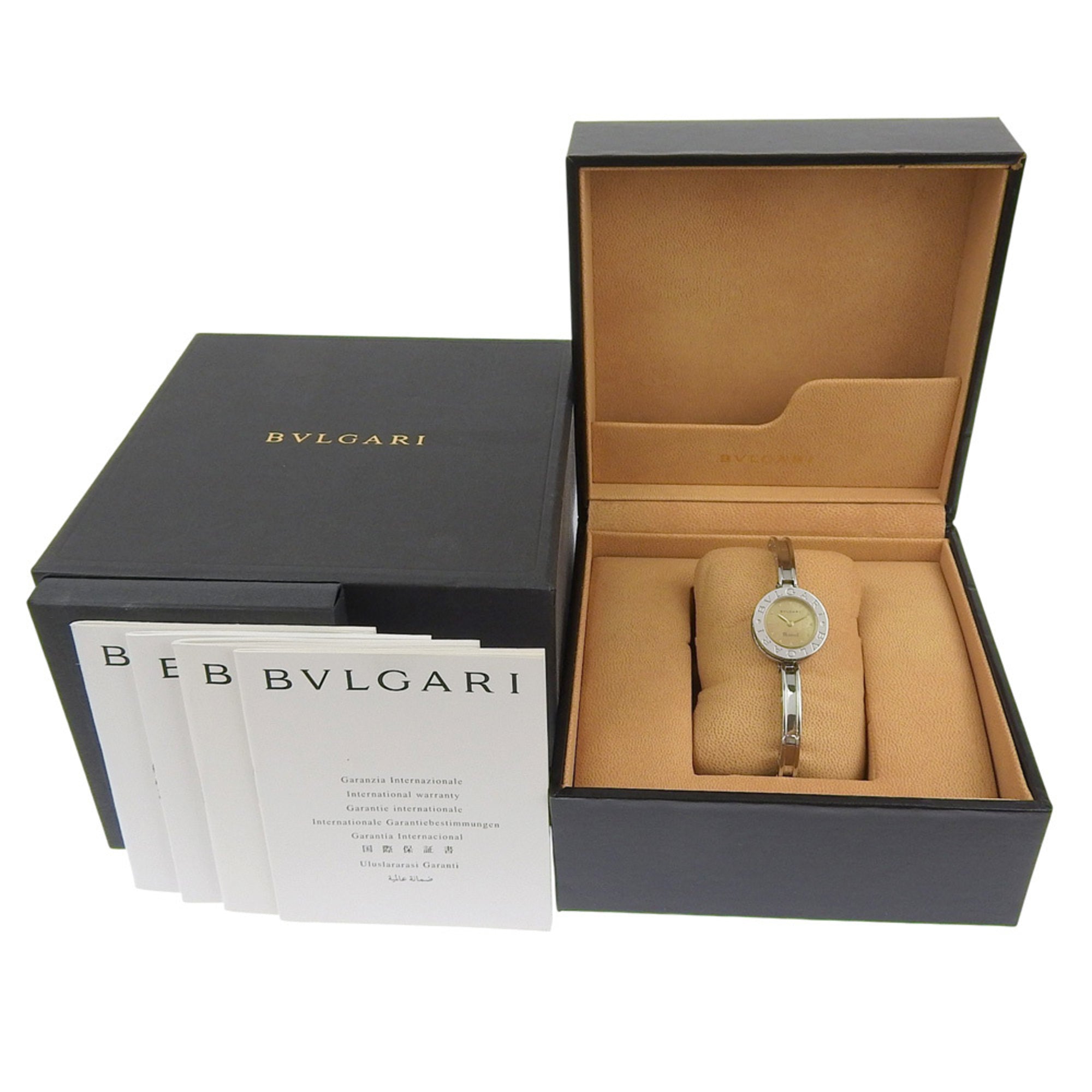 BVLGARI Bzero1 BZ22S Women's Stainless Steel Quartz Analog Watch with Brown Shell Dial — Good