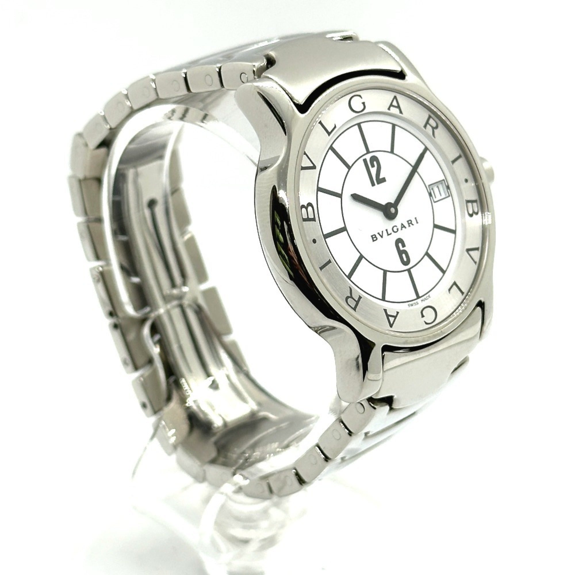 BVLGARI ST35S Solotempo Quartz Date Watch, Stainless Steel, Men's, Silver — Good