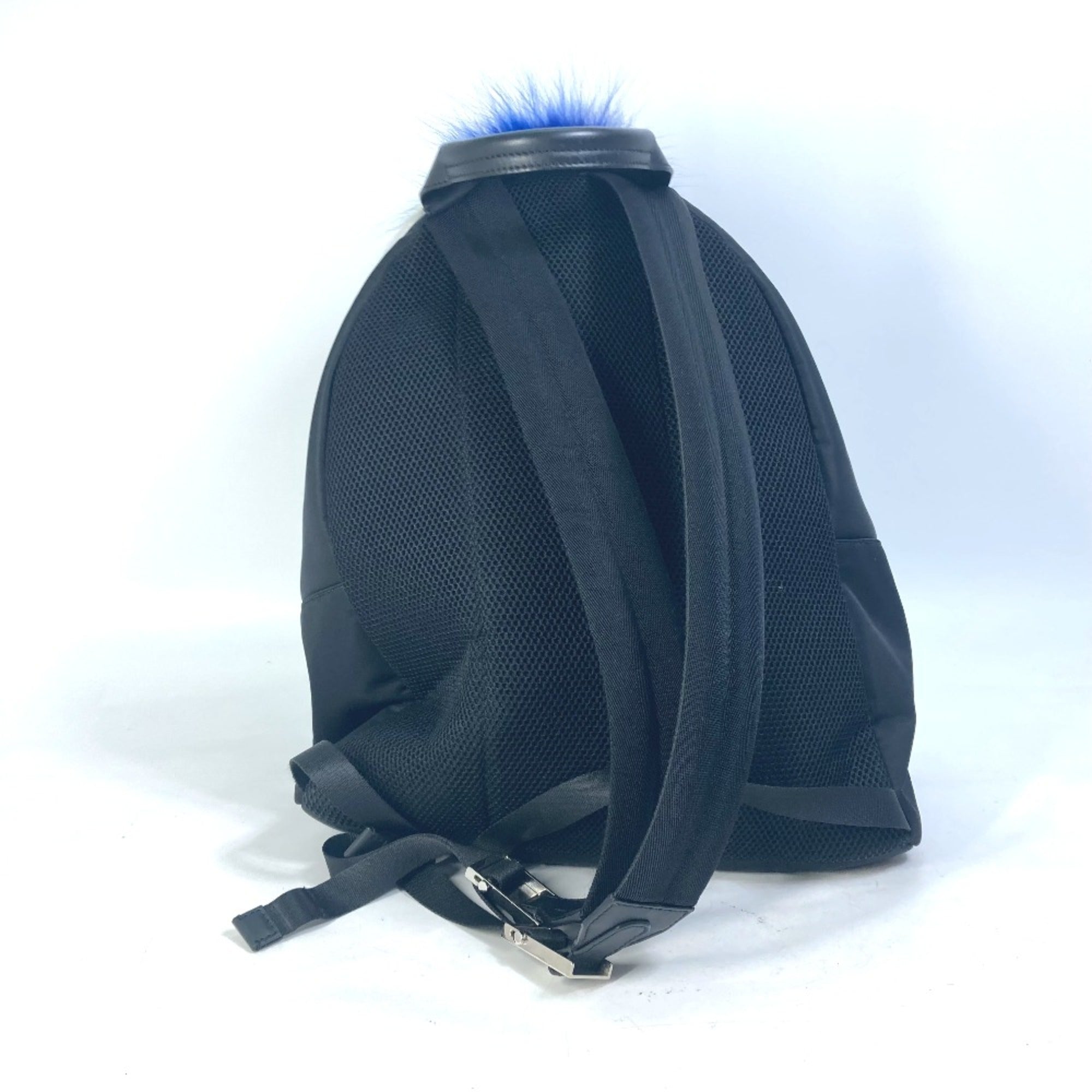 Fendi 7VZ016 backpack bag fur studs Backpack Black blue — Like New