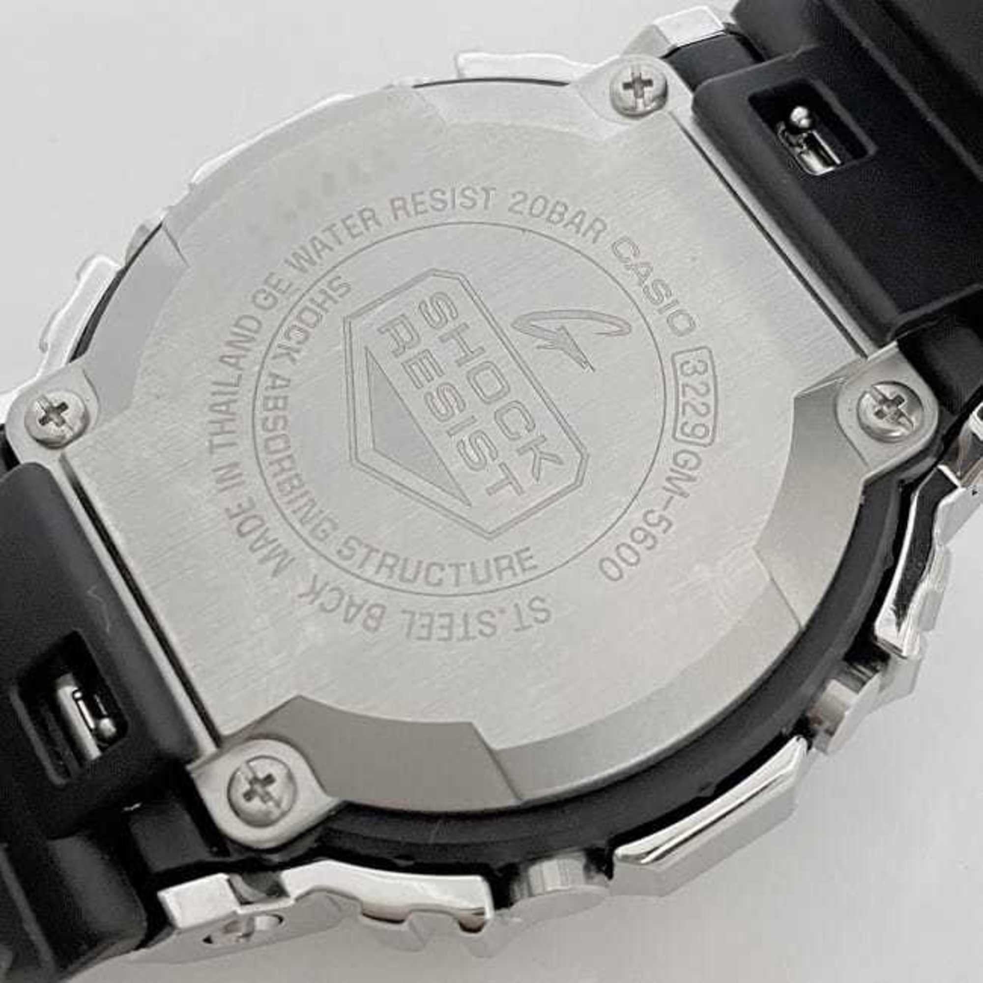 Casio Watch f-22313 Black Silver G-SHOCK GM-5600 SS Rubber Quartz CASIO G-Shock Men's Women's Digital Display Bracelet Alarm Dial Unisex Sports f-222313 — Very Good