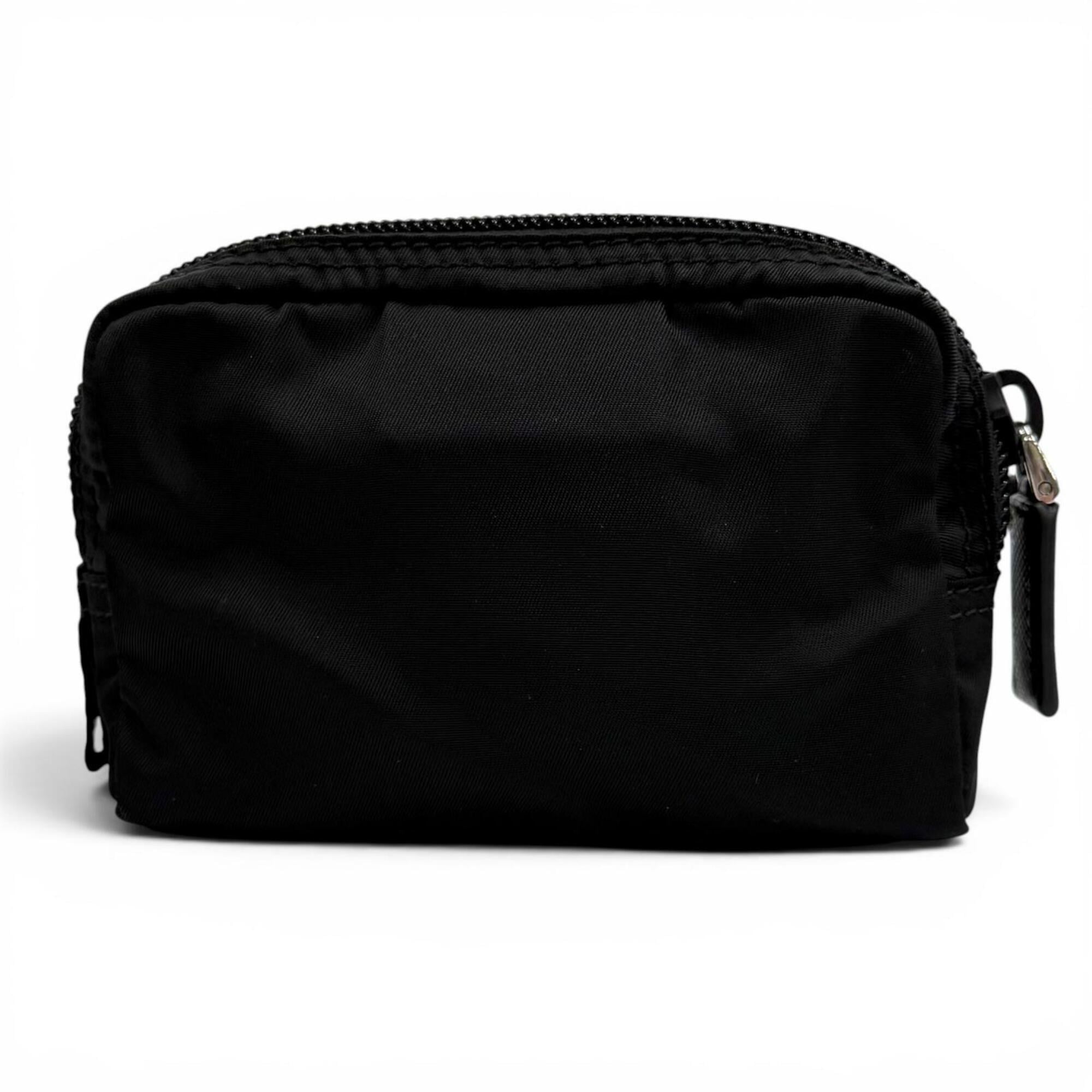 PRADA 1ND339 Micro Re-Nylon Pouch with FRID Tag, Triangle Logo, Cosmetic Pouch, Black, Made in Italy, Women's, Dust Bag — Like New