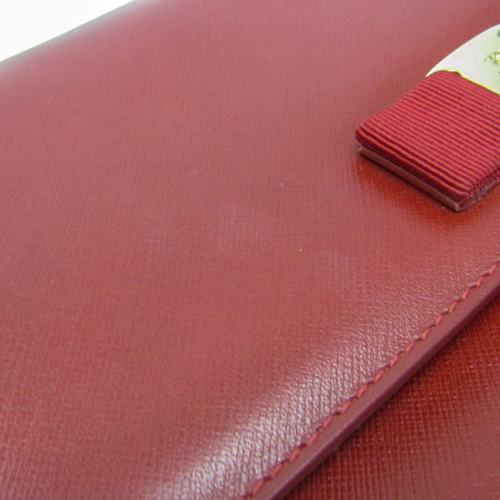 Salvatore Ferragamo Vara Chain Shoulder Bag AU-21 D855 Women's Leather Shoulder Bag Red Color