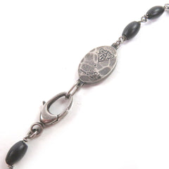 GUCCI AG925 Crest Plate Long Necklace, Silver & Black, Made in Italy, Total Weight 35g, Recommended for Men — Like New