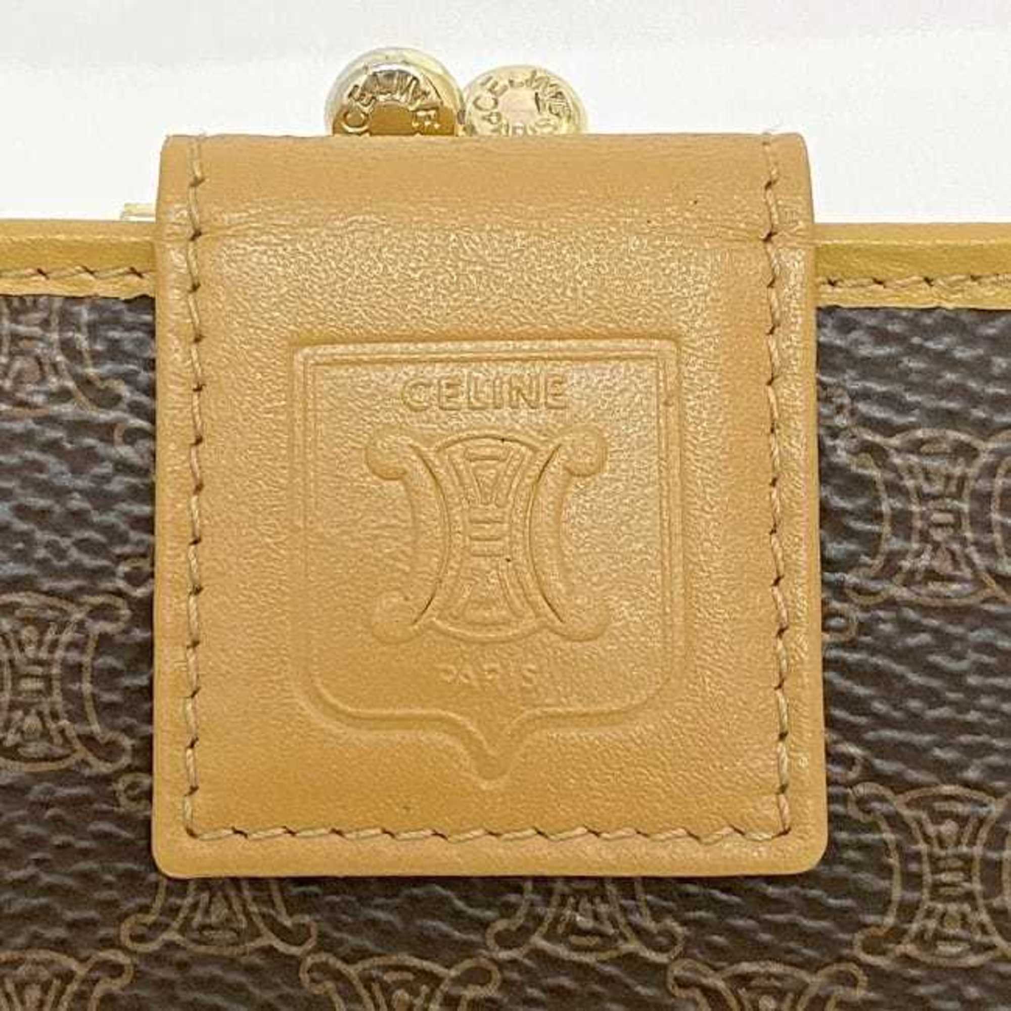 Celine Bi-fold Long Wallet ec-21985 Brown Beige Macadam PVC Leather M13 CELINE Folding