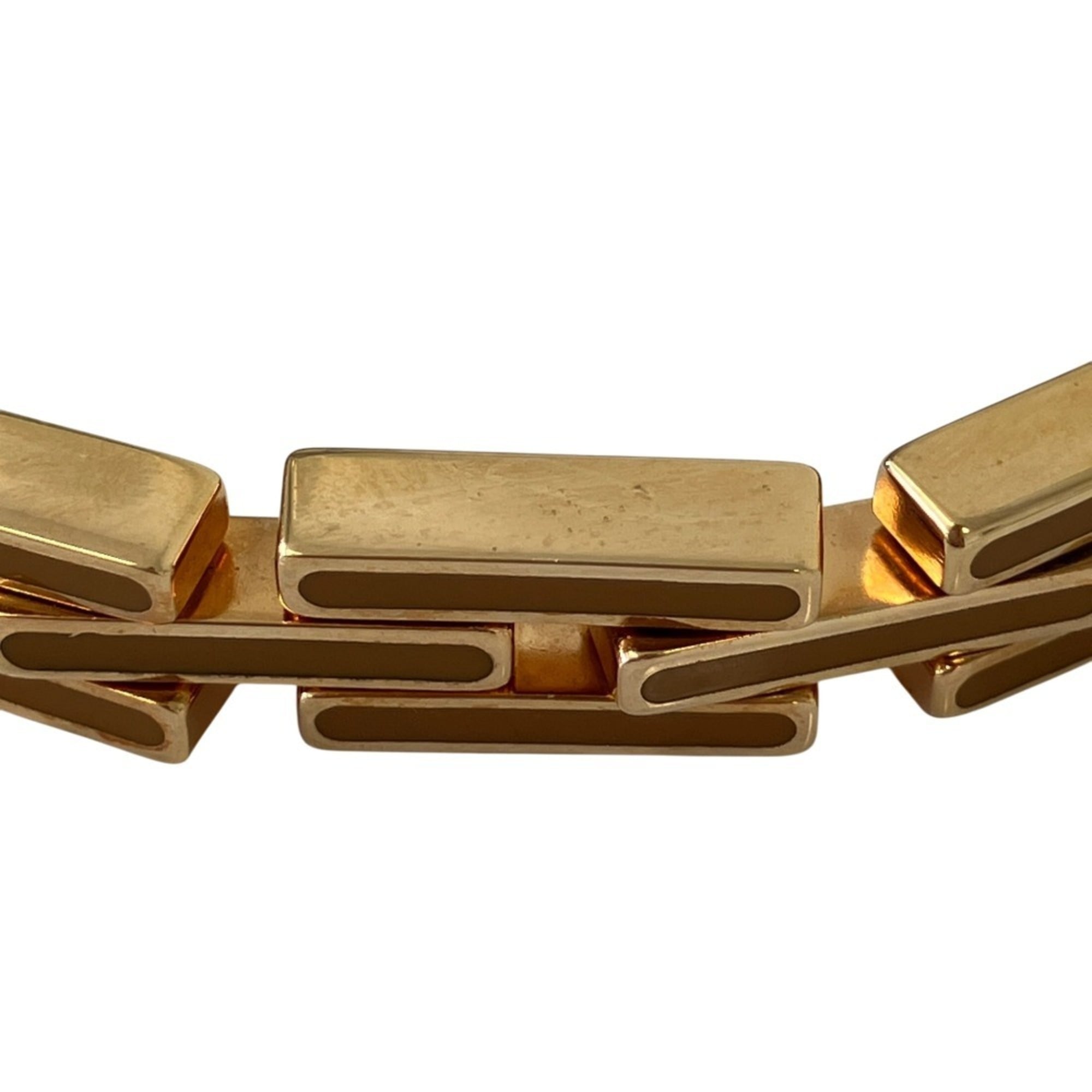 PRADA Metal x Enamel Chain Bracelet, Gold Color, Orange, Men's & Women's — Like New