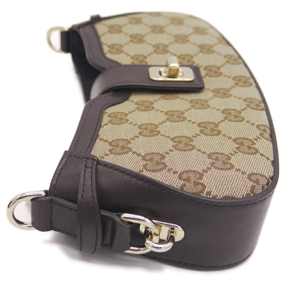 GUCCI Moonside Mini Shoulder Bag in GG Canvas with Sherry Line, Beige, 786015 525040 — Like New