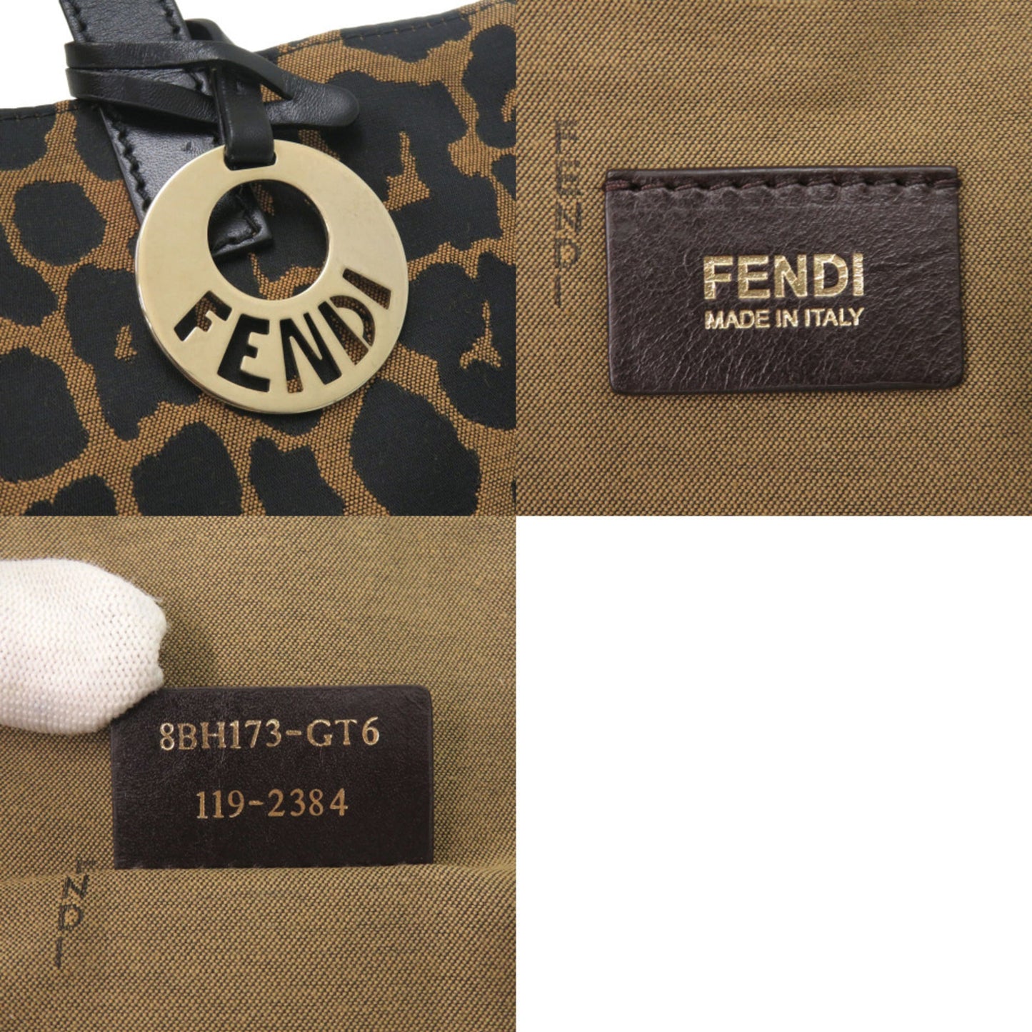 Excellent condition Fendi leopard print canvas and leather brown tote bag 8BH173-GT6 0708 FENDI