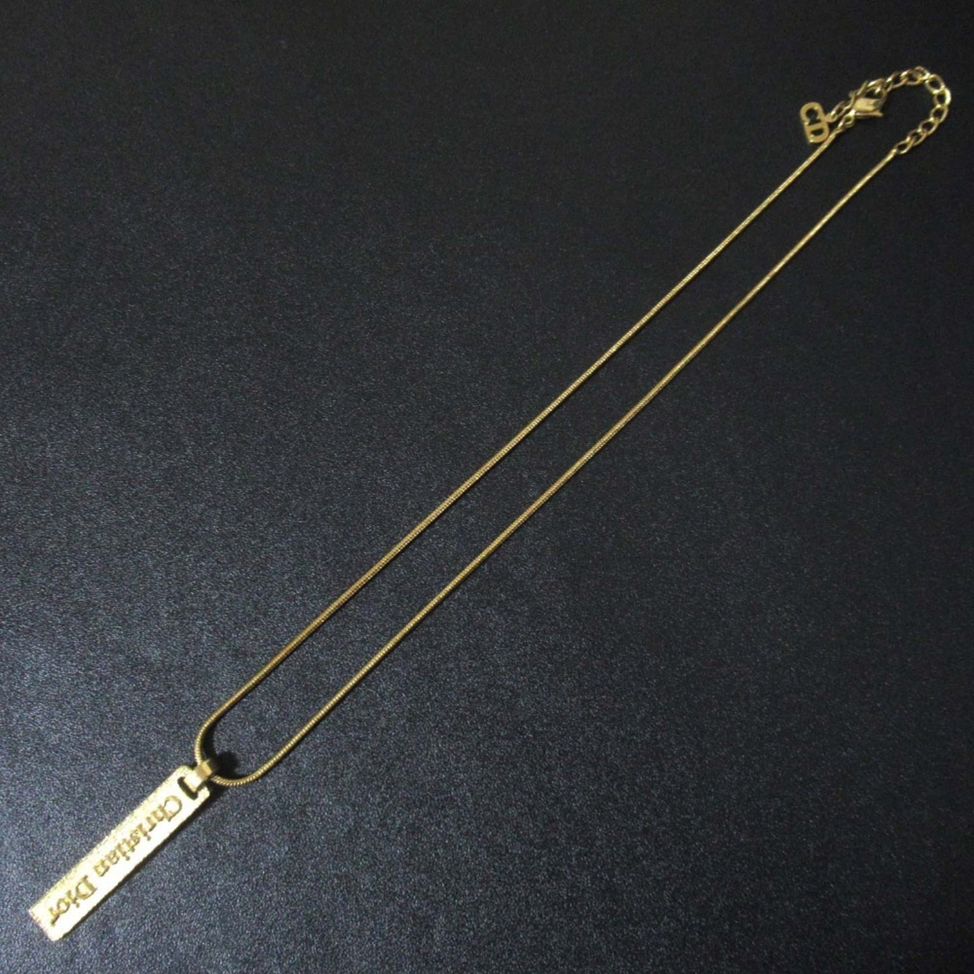 Christian Dior Vintage Snake Chain Logo Bar Necklace, GP Gold, Women's