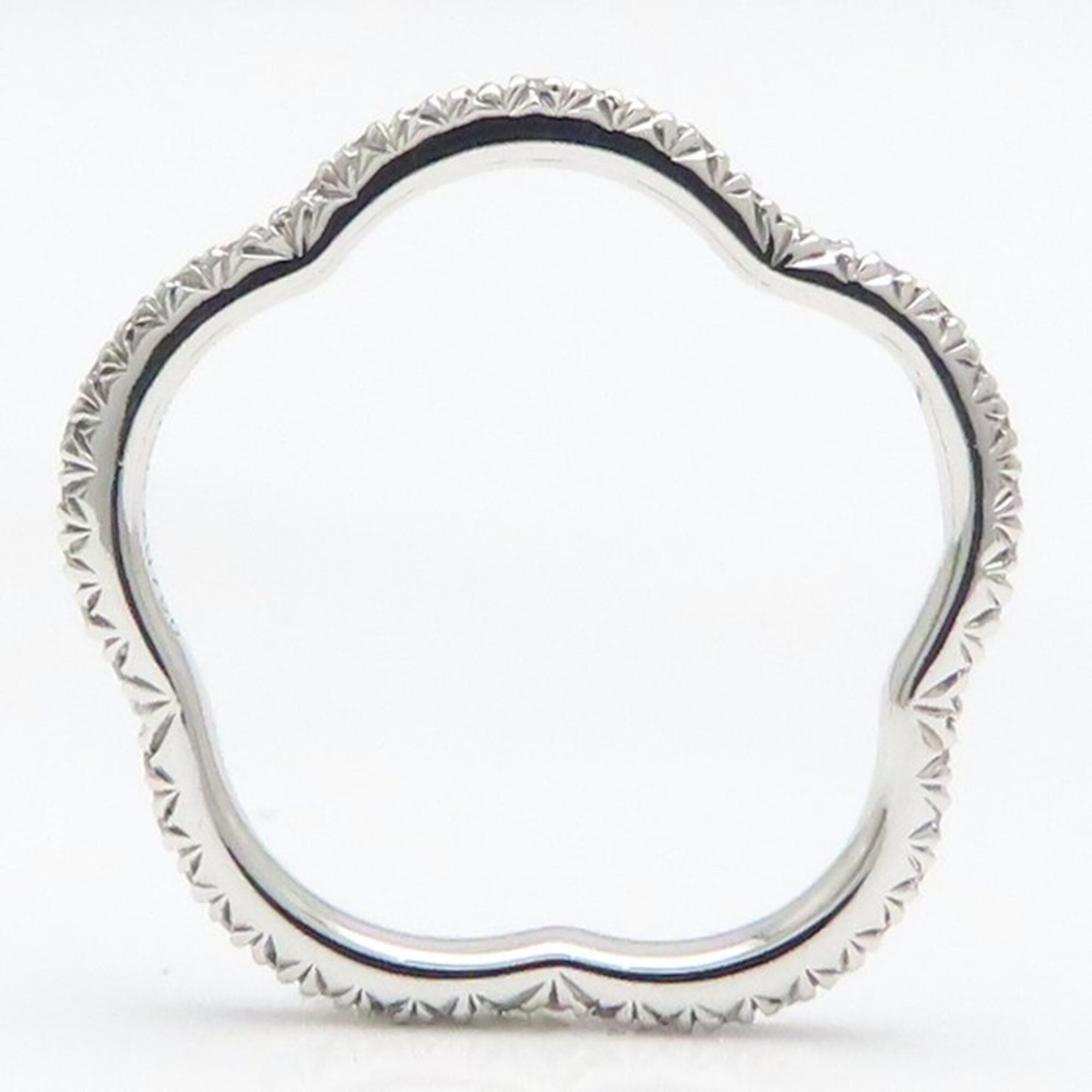 CHANEL Camellia Diamond Eternity Ring, Size #48, 18K White Gold, Women's, J3211 295242 — Like New